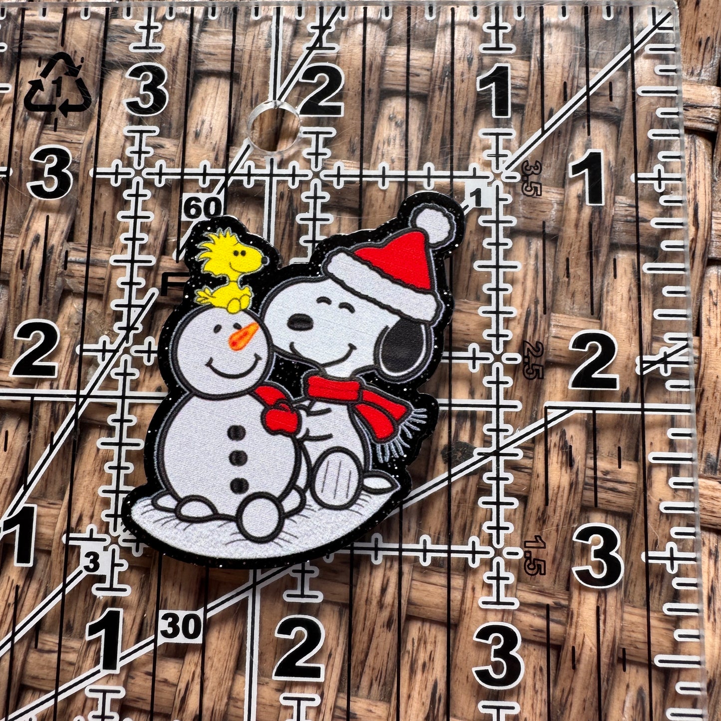 Acrylic Flatback,  Planar, Cabochon, Single Pc. - Snoopy Christmas