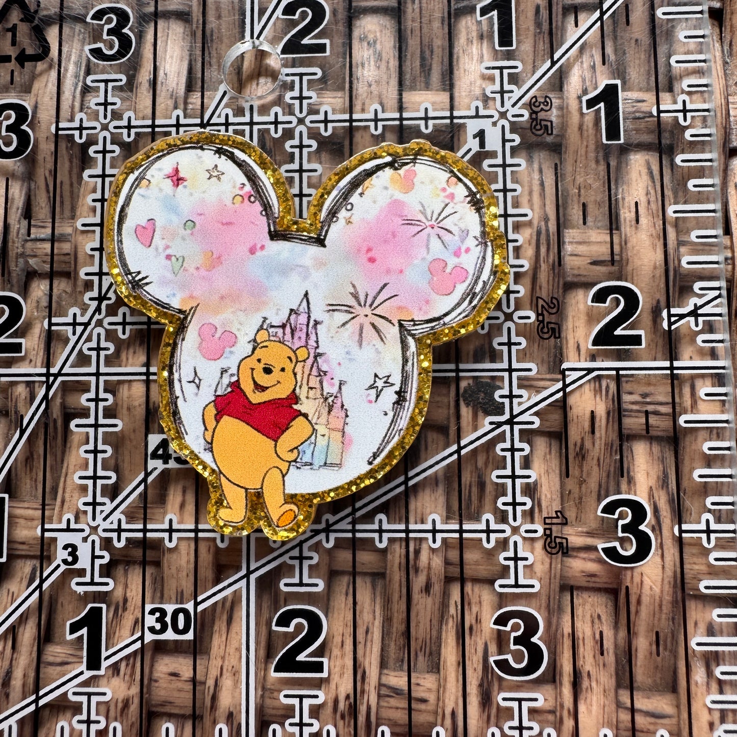 Acrylic Flatback,  Planar, Cabochon, Single Pc. - Mickey Head With Pooh