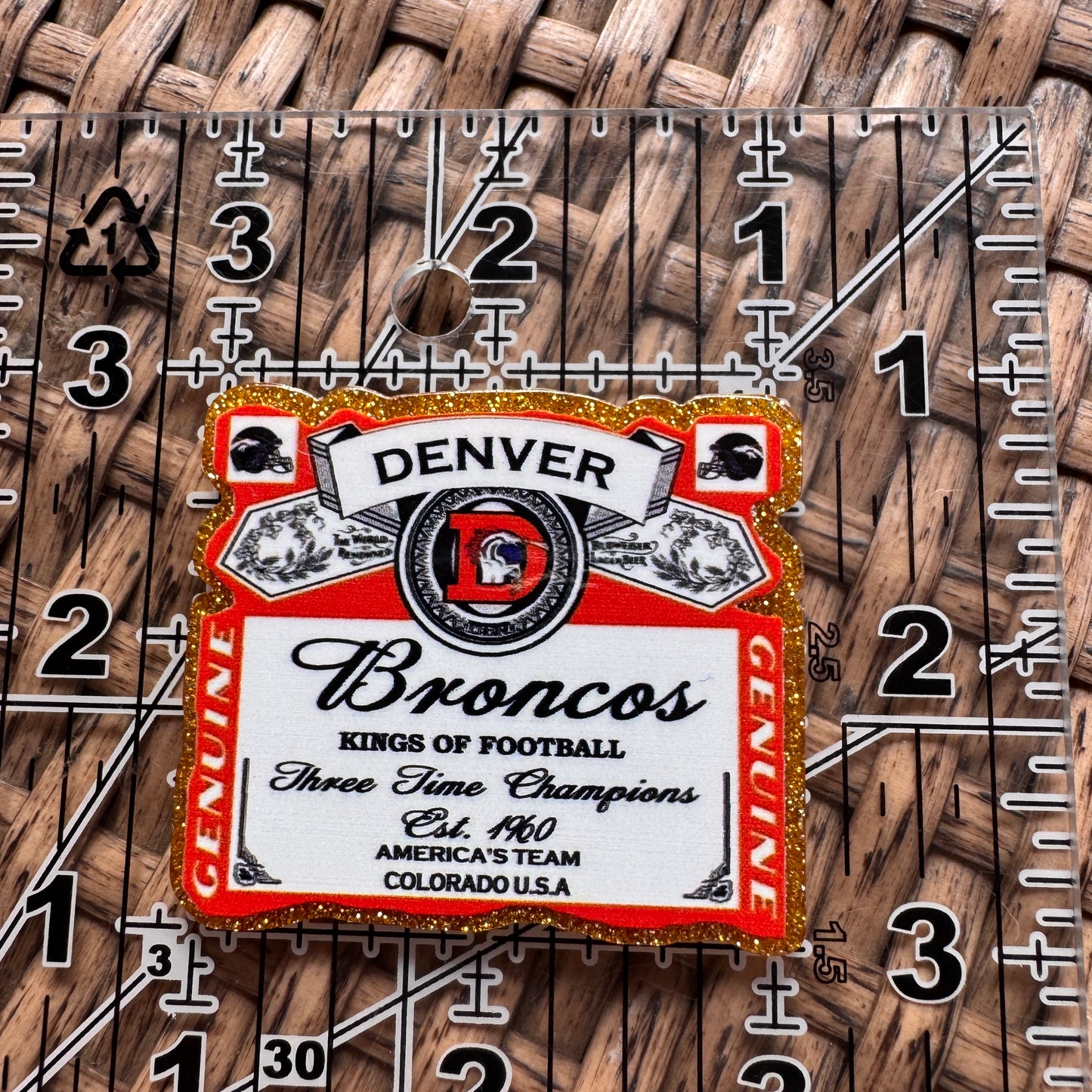 Acrylic Flatback,  Planar, Cabochon, Single Pc. - Football Denver Bronco