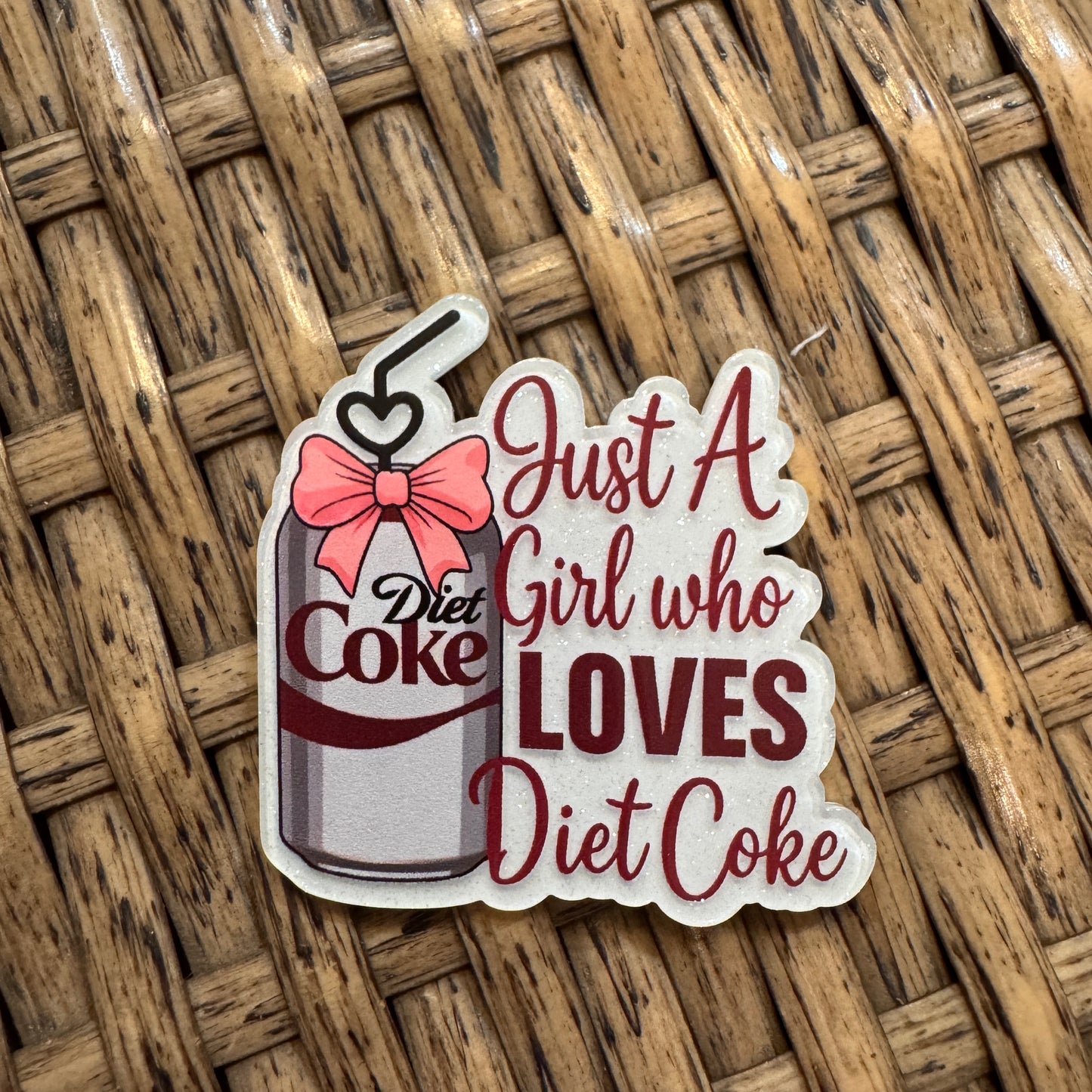 Diet Coke Glitter Flatback, Cheetah Print, Heart, Single Pc.