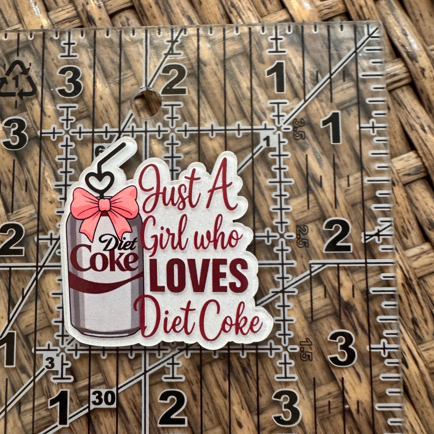 Diet Coke Glitter Flatback, Cheetah Print, Heart, Single Pc.