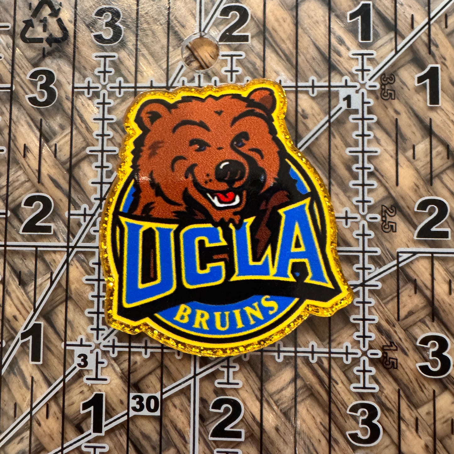 Acrylic Flatback, Cheetah Print, Heart, Single Pc. UCLA Bruins