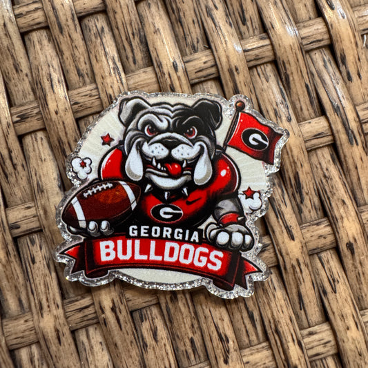 Acrylic Flatback, Cheetah Print, Heart, Single Pc. Bulldogs