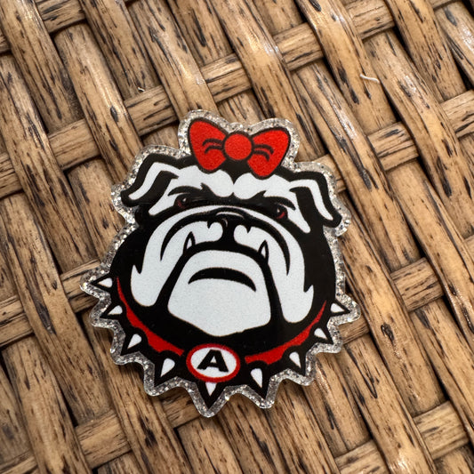 Acrylic Flatback, Cheetah Print, Heart, Single Pc. Bulldogs