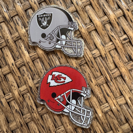 Acrylic Flatback Single Pc. NFL Helmet Chiefs or Raiders