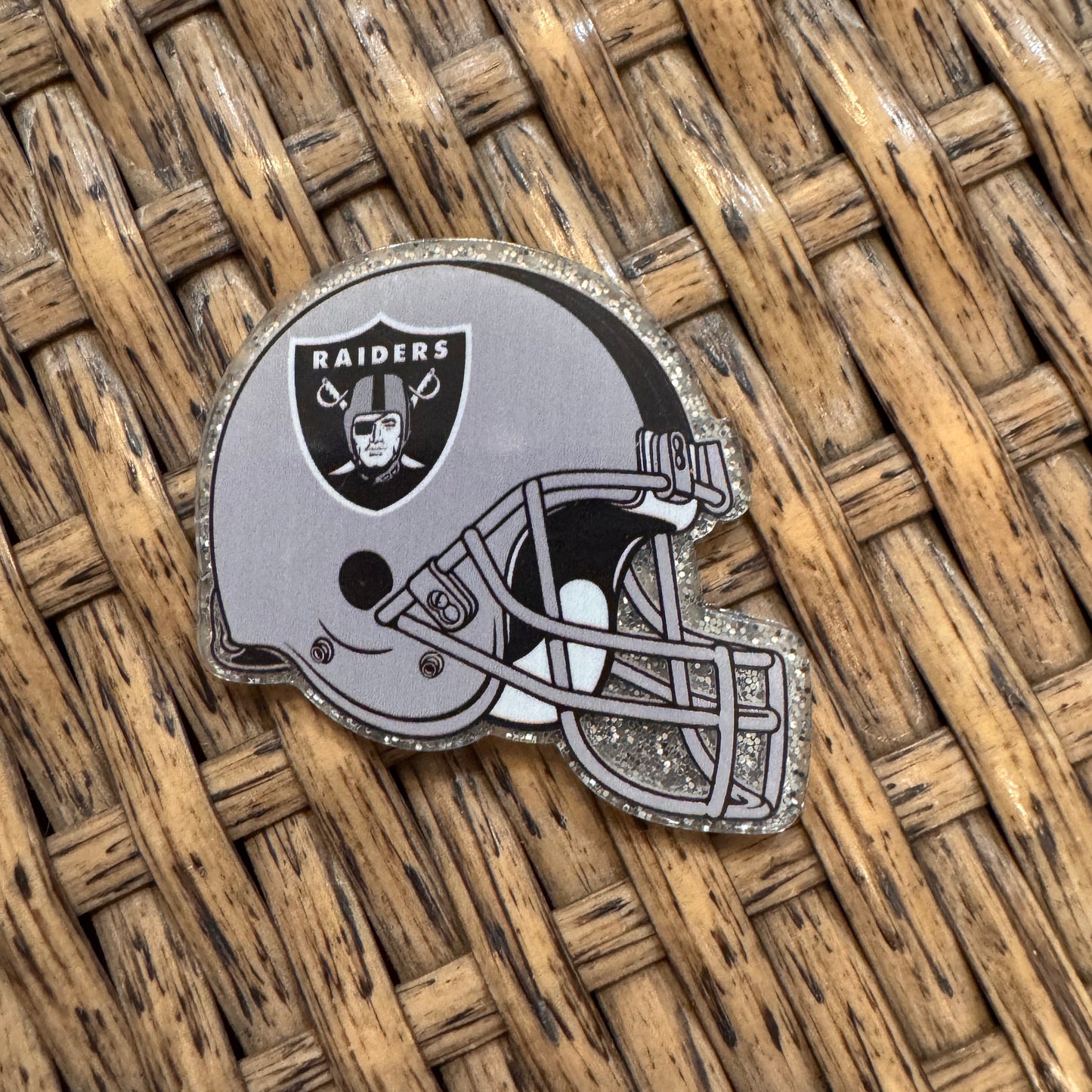 Acrylic Flatback Single Pc. NFL Helmet Chiefs or Raiders