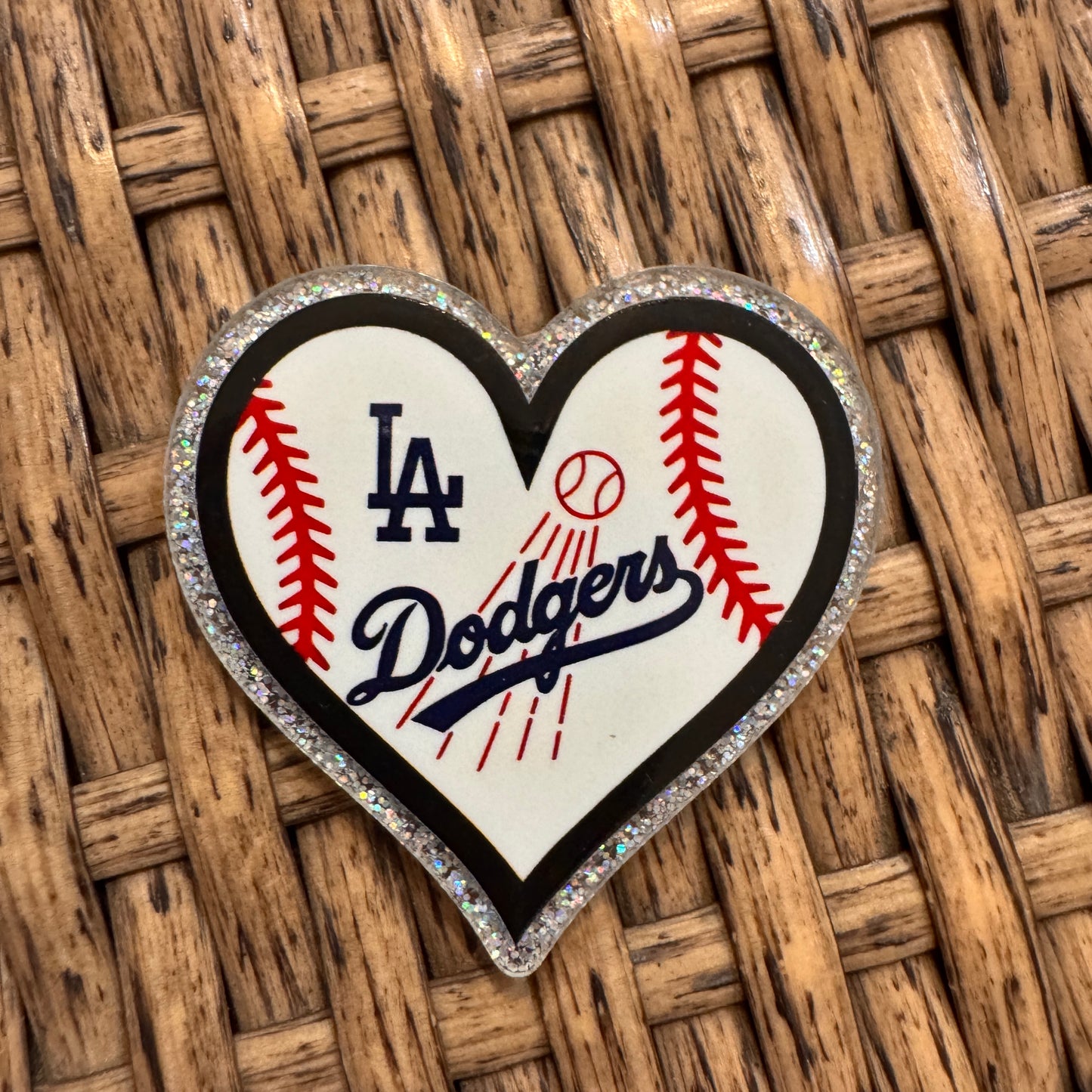 Acrylic Flatback, Single Pc. Dodgers Heart