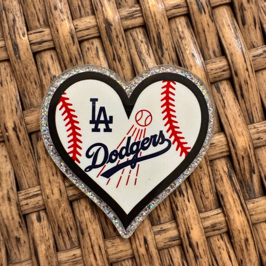 Acrylic Flatback, Single Pc. Dodgers Heart