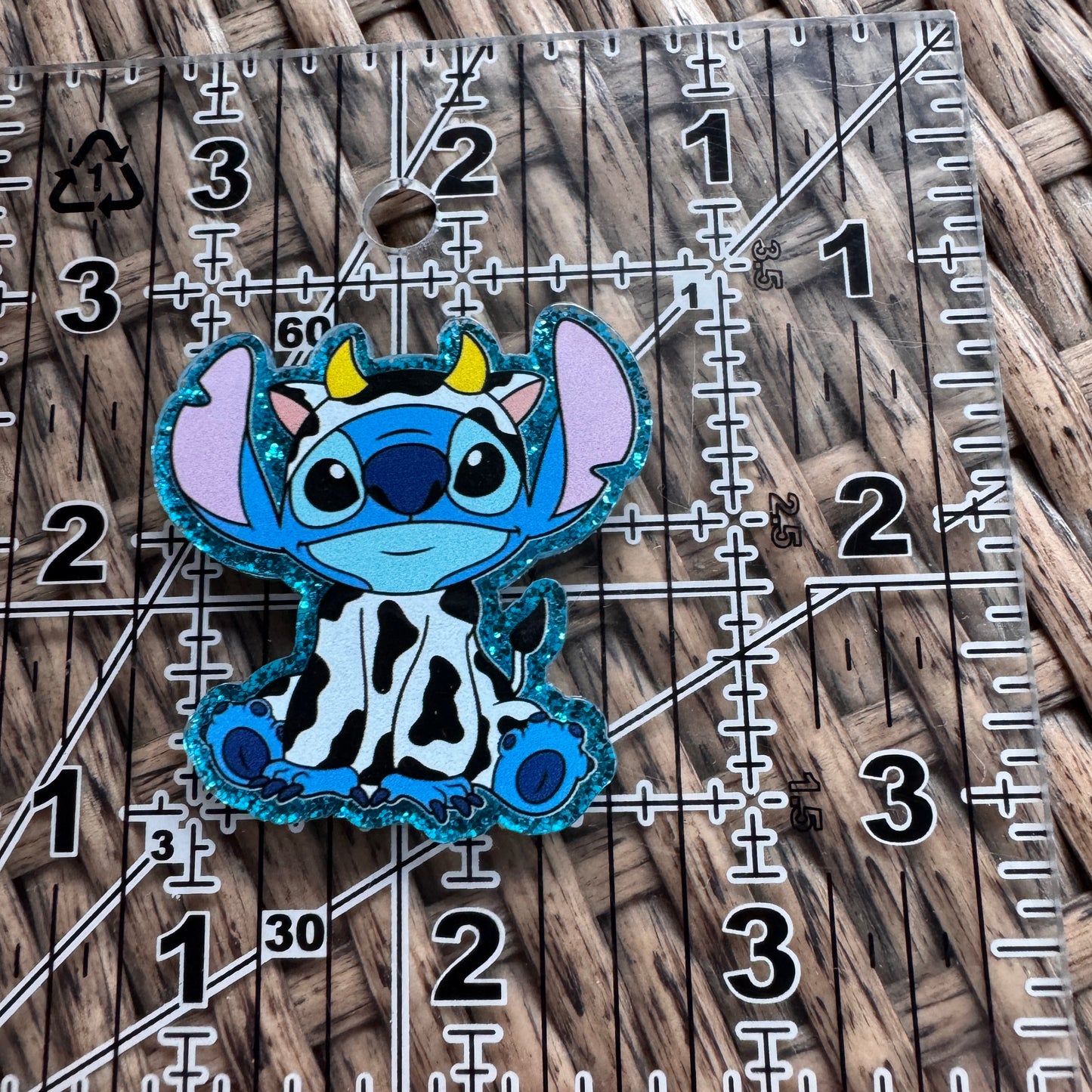 Acrylic Flatback,  Planar, Cabochon, Single Pc. - Stitch in Cow Costume