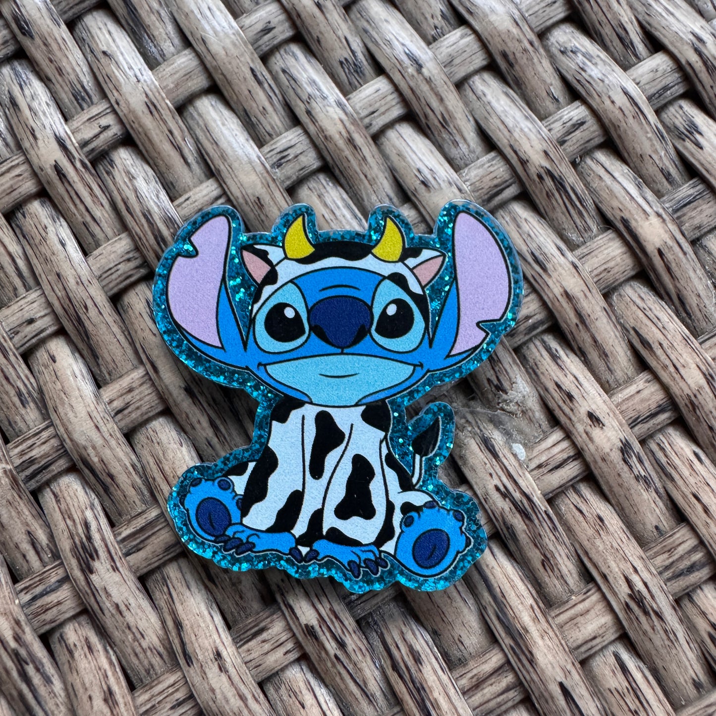 Acrylic Flatback,  Planar, Cabochon, Single Pc. - Stitch in Cow Costume