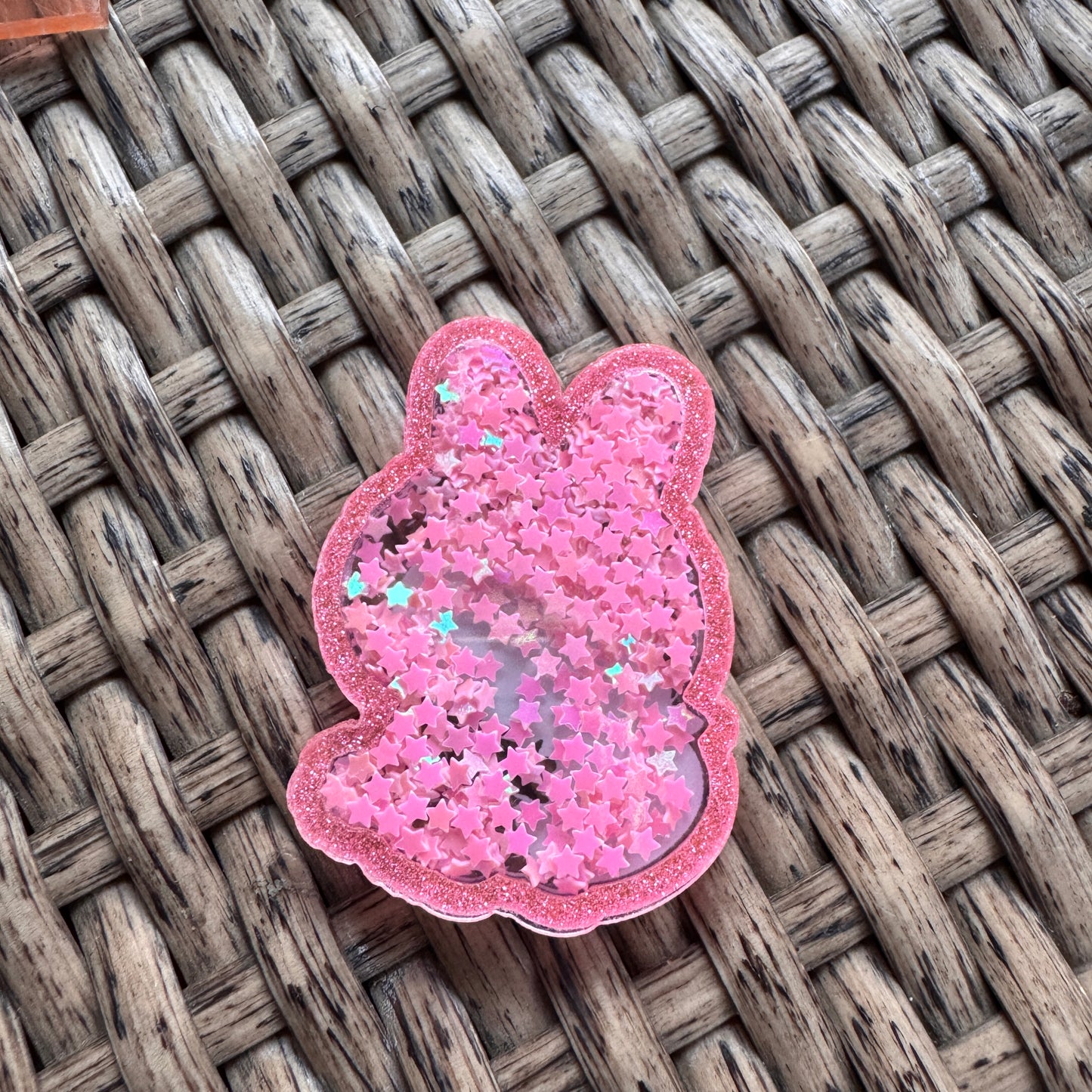 Acrylic Flatback,  Planar, Cabochon, Single Pc. - Pink Labu With Strawberry Shaker