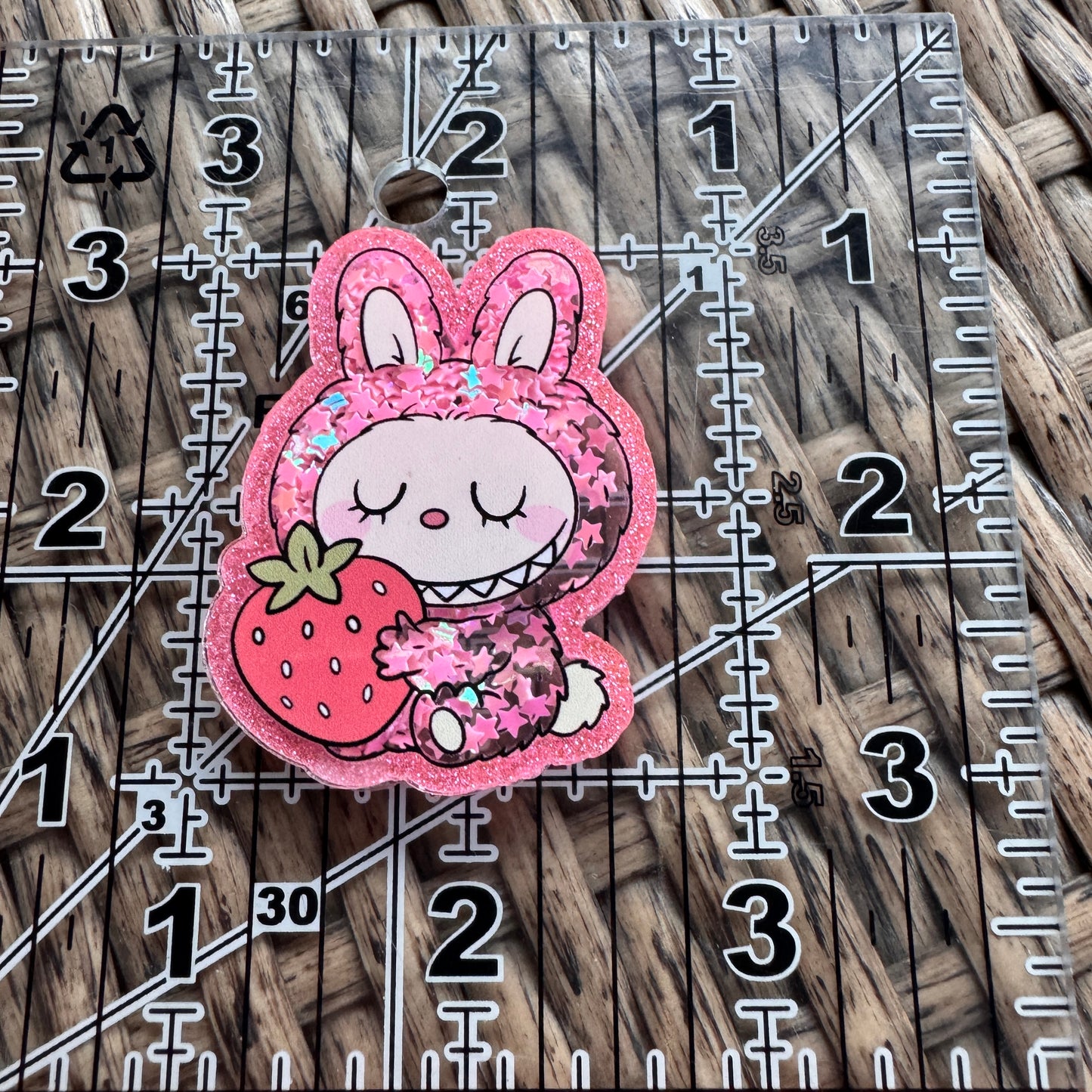 Acrylic Flatback,  Planar, Cabochon, Single Pc. - Pink Labu With Strawberry Shaker