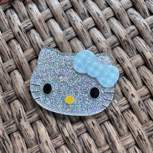 Acrylic Flatback,  Planar, Cabochon, Single Pc. - HK With Blue Plaid Bow