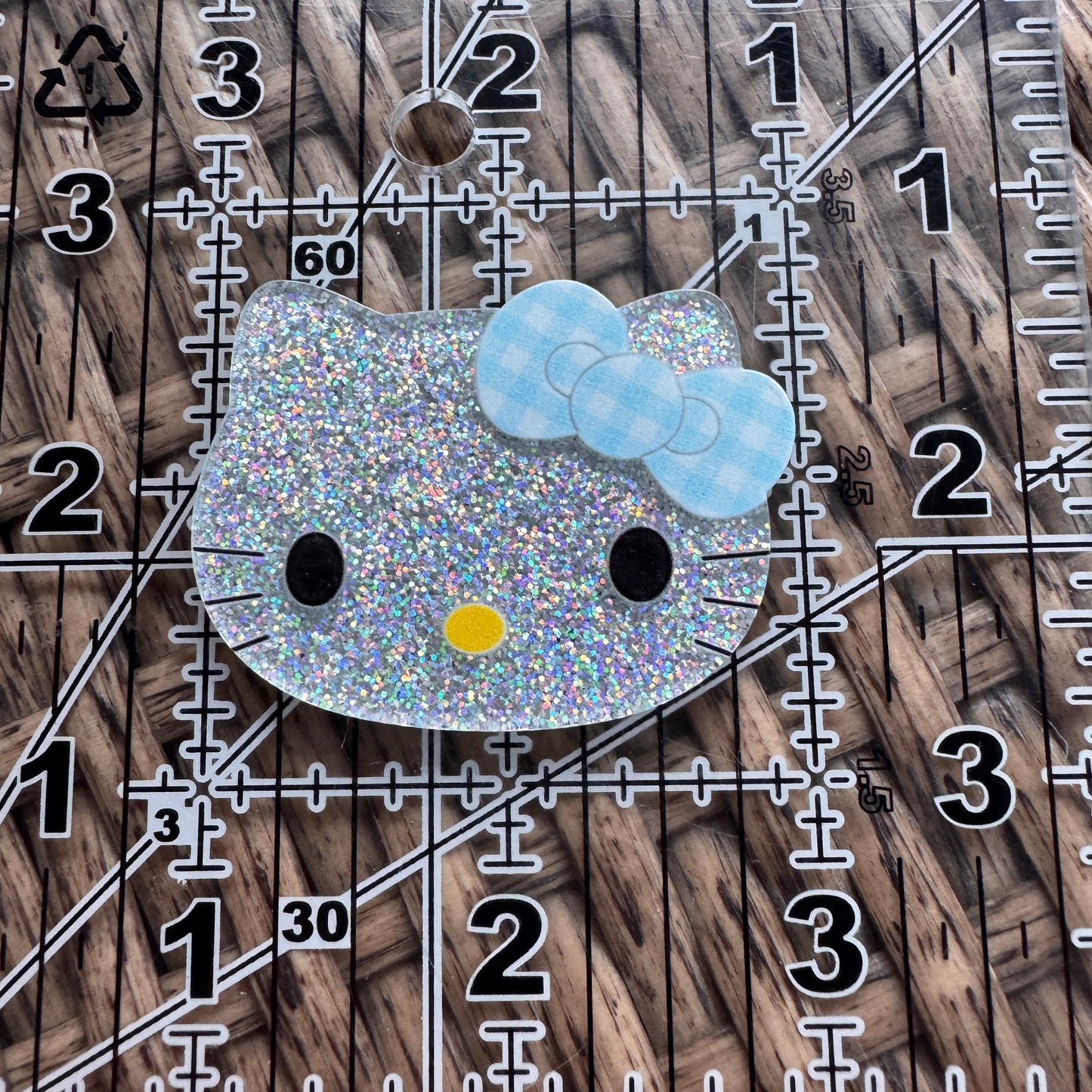 Acrylic Flatback,  Planar, Cabochon, Single Pc. - HK With Blue Plaid Bow