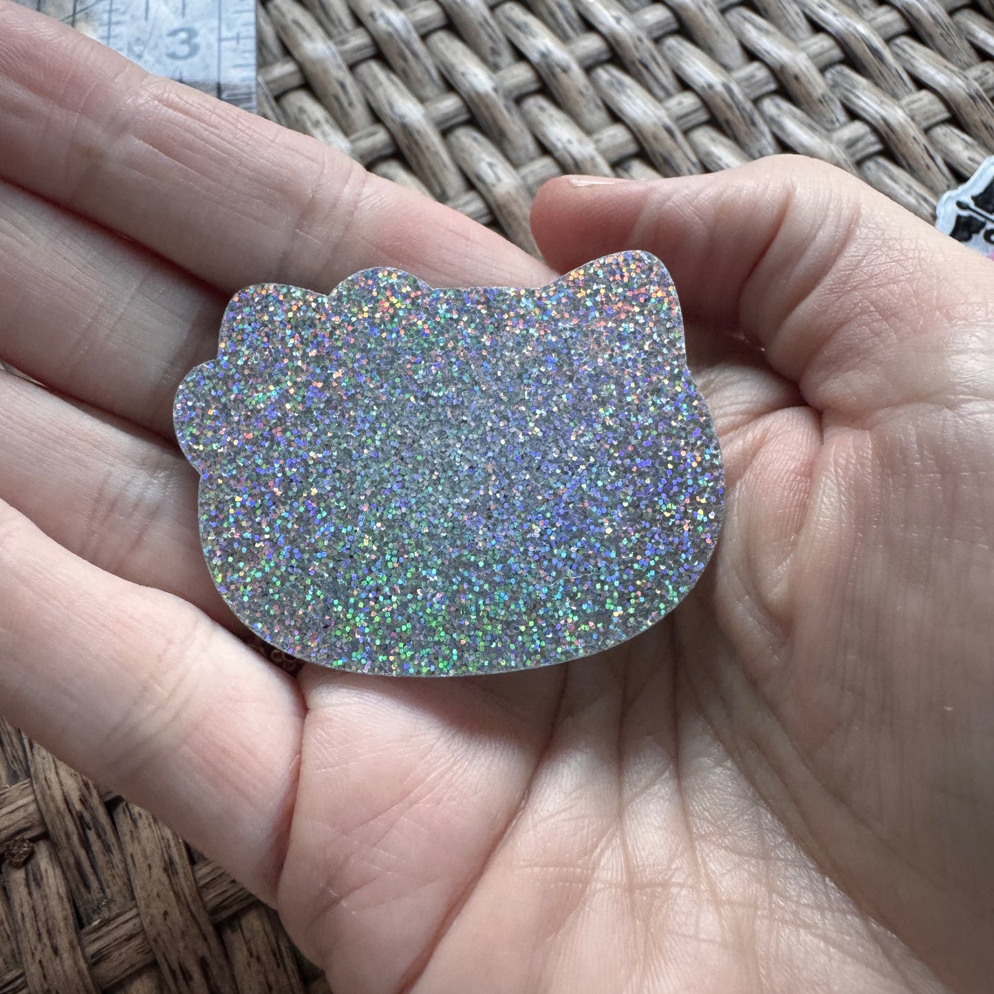 Acrylic Flatback,  Planar, Cabochon, Single Pc. - HK With Blue Plaid Bow