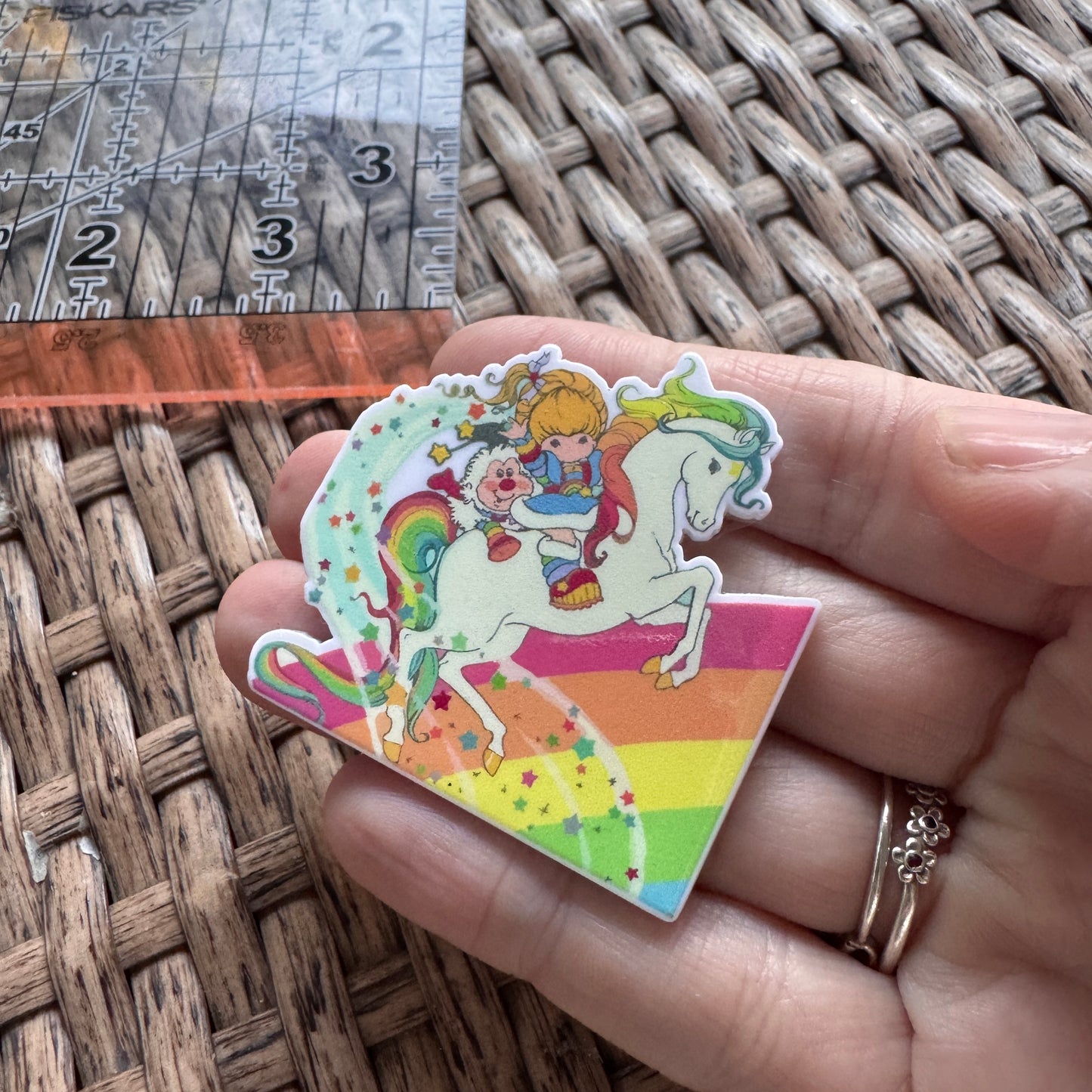 Acrylic Flatback,  Planar, Cabochon, Single Pc. - Rainbow Bright 80's