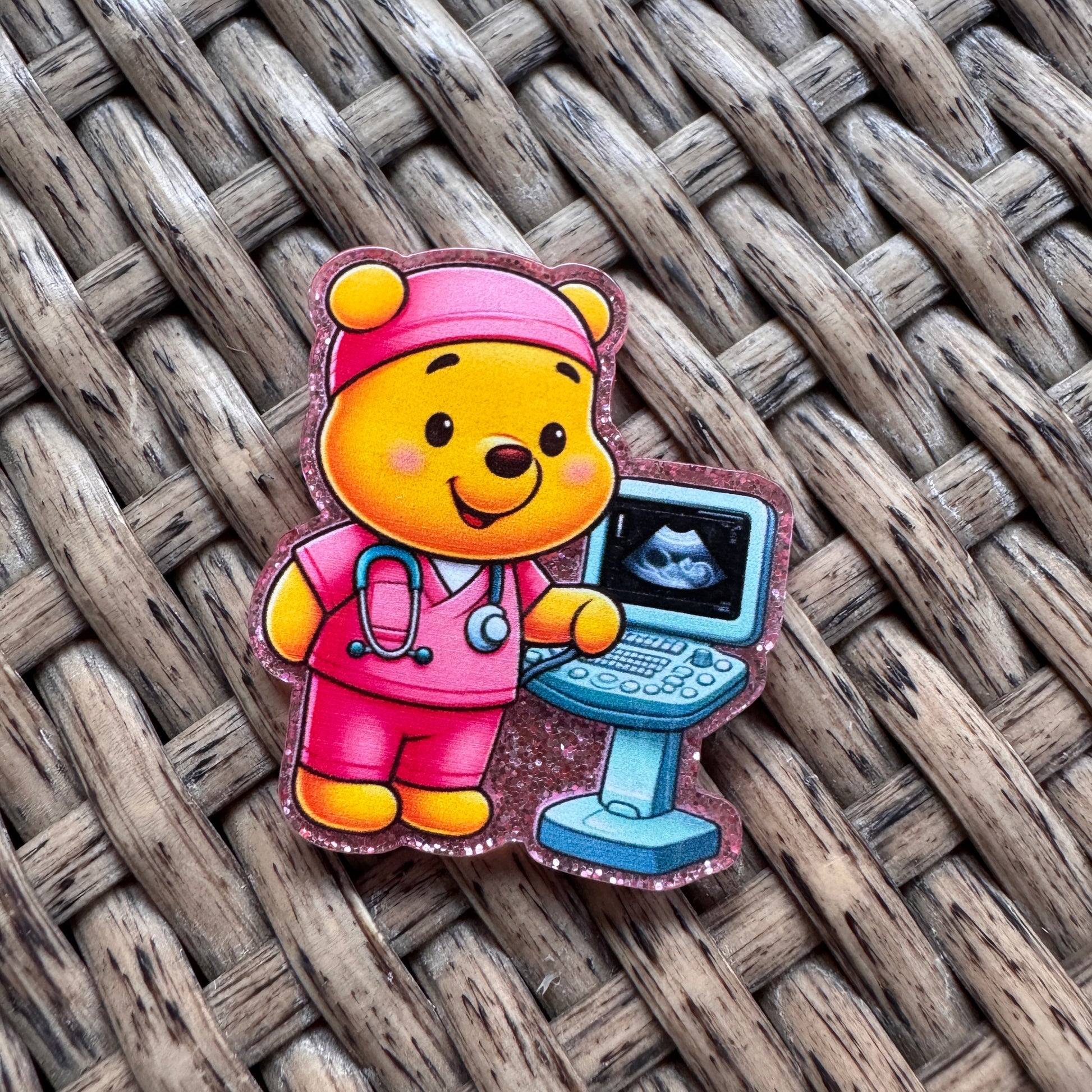 Bear Character Aultrasound machine acrtlic flatback for crafting supplies