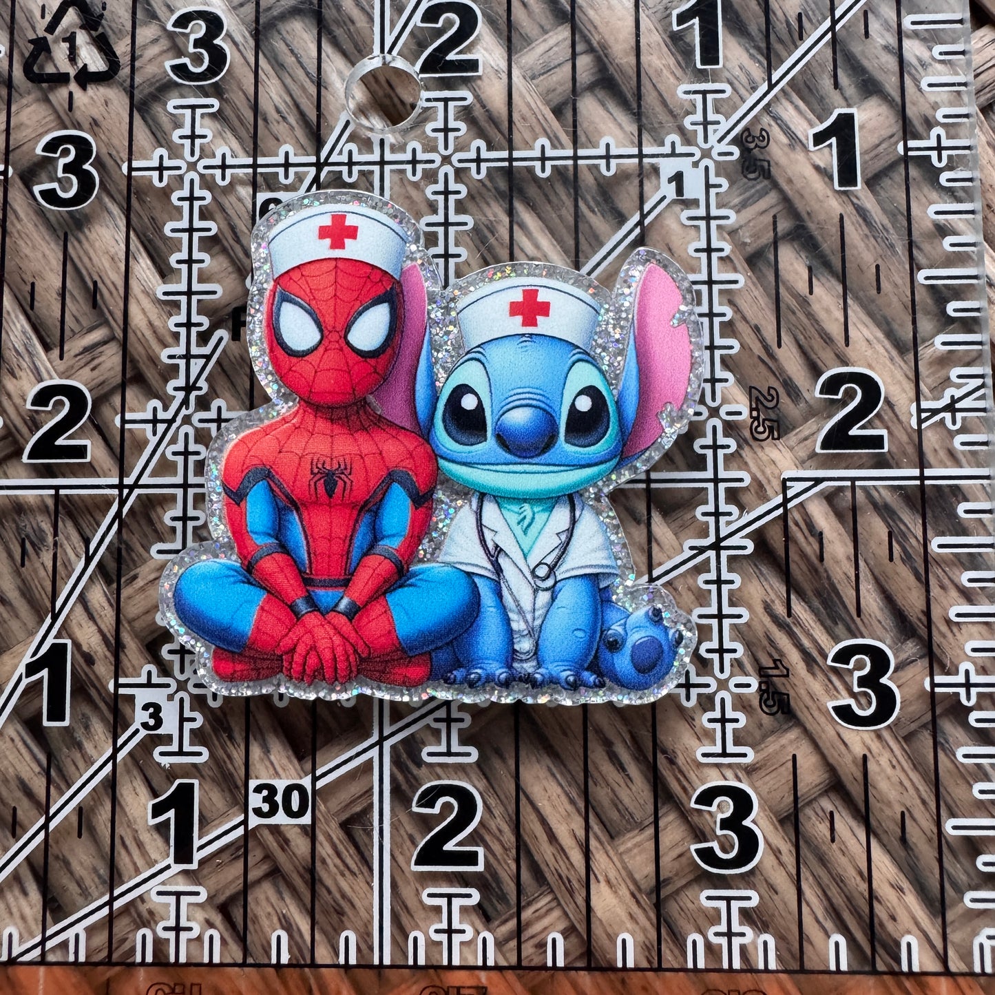 Acrylic Flatback,  Planar, Cabochon, Single Pc. - Medical Spiderman and Stitch