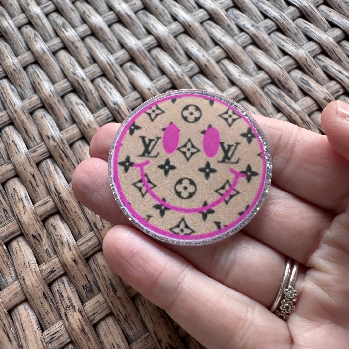 Acrylic Flatback,  Planar, Cabochon, Single Pc. - Designer Smiley Tan