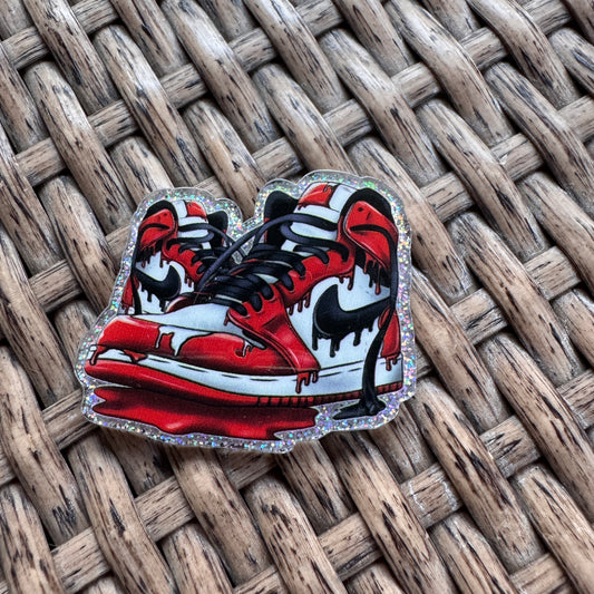 Acrylic Flatback,  Planar, Cabochon, Single Pc. - Nike red black