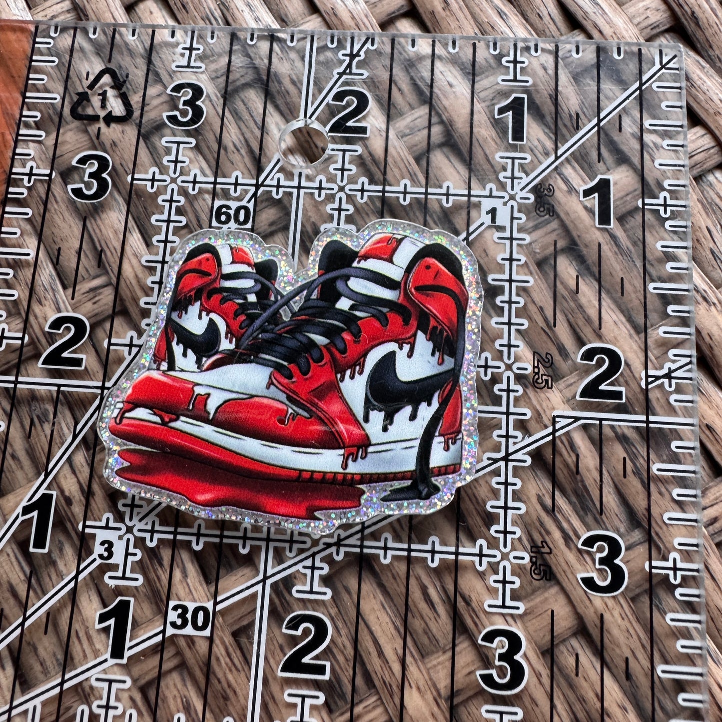 Acrylic Flatback,  Planar, Cabochon, Single Pc. - Nike red black