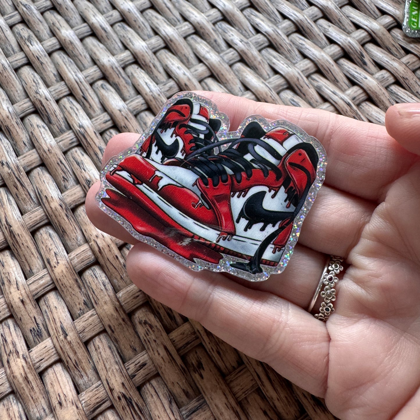 Acrylic Flatback,  Planar, Cabochon, Single Pc. - Nike red black