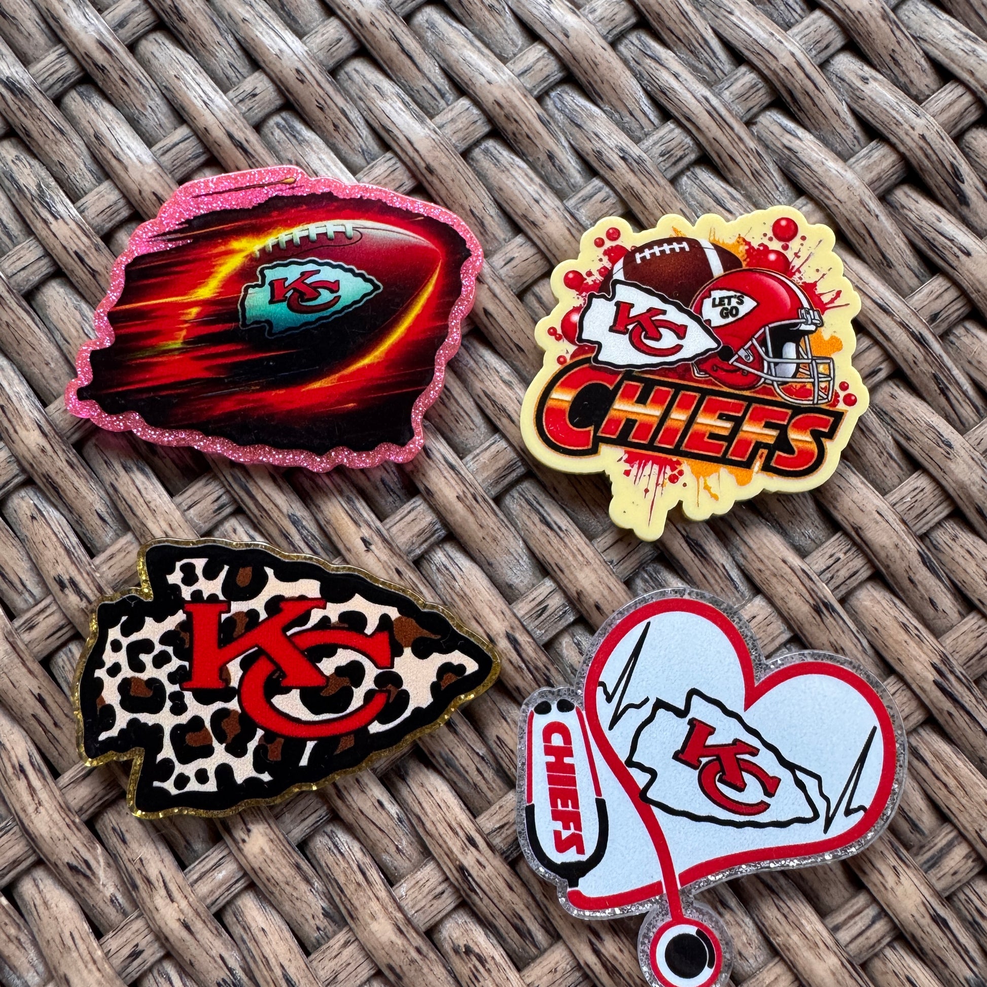 kansas City Chief Acrylic Flatback for crafting badge reels, magnets, key chains, bag charms and more.