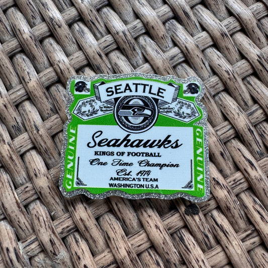 Acrylic Flatback,  Planar, Cabochon, Single Pc. - Seattle Seahawks Football