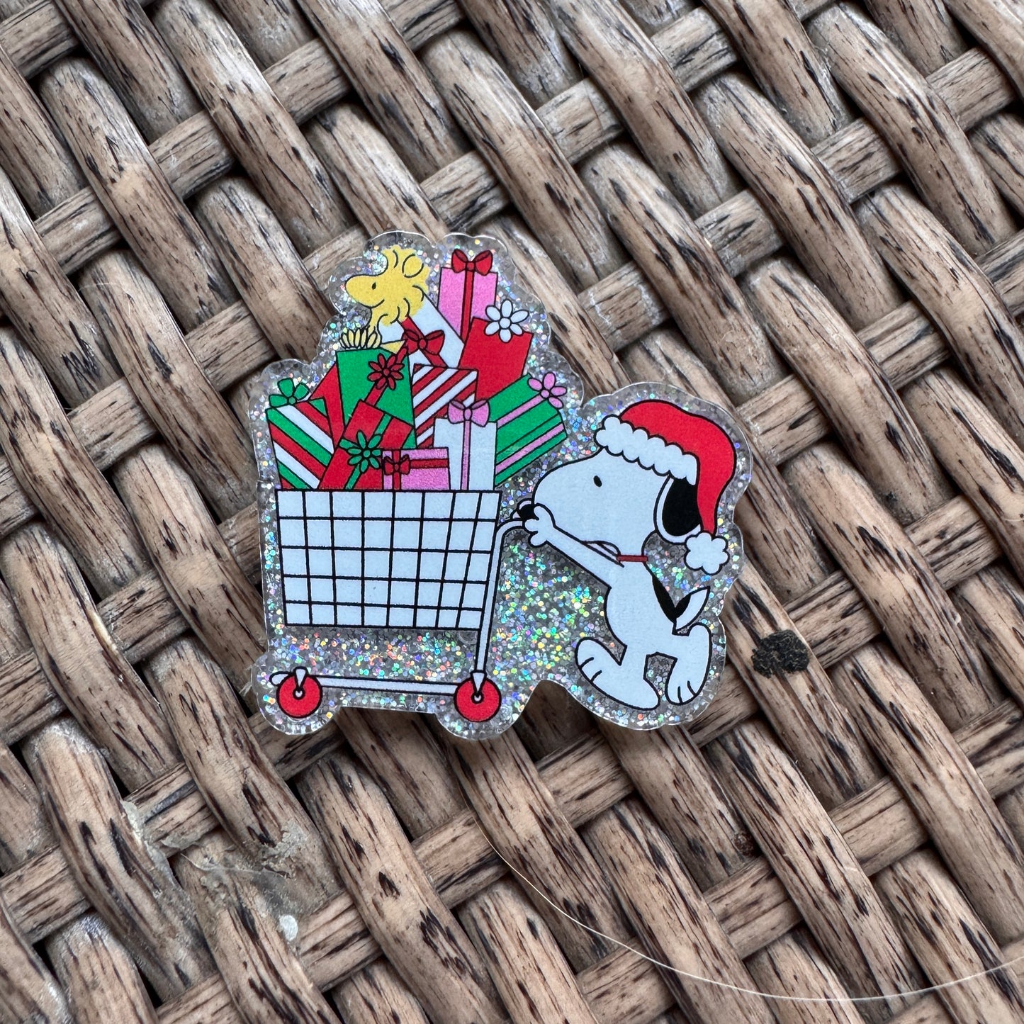 Acrylic Flatback,  Planar, Cabochon, Single Pc. - Snoopy Christmas Shopping