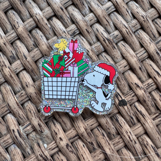 Acrylic Flatback,  Planar, Cabochon, Single Pc. - Snoopy Christmas Shopping