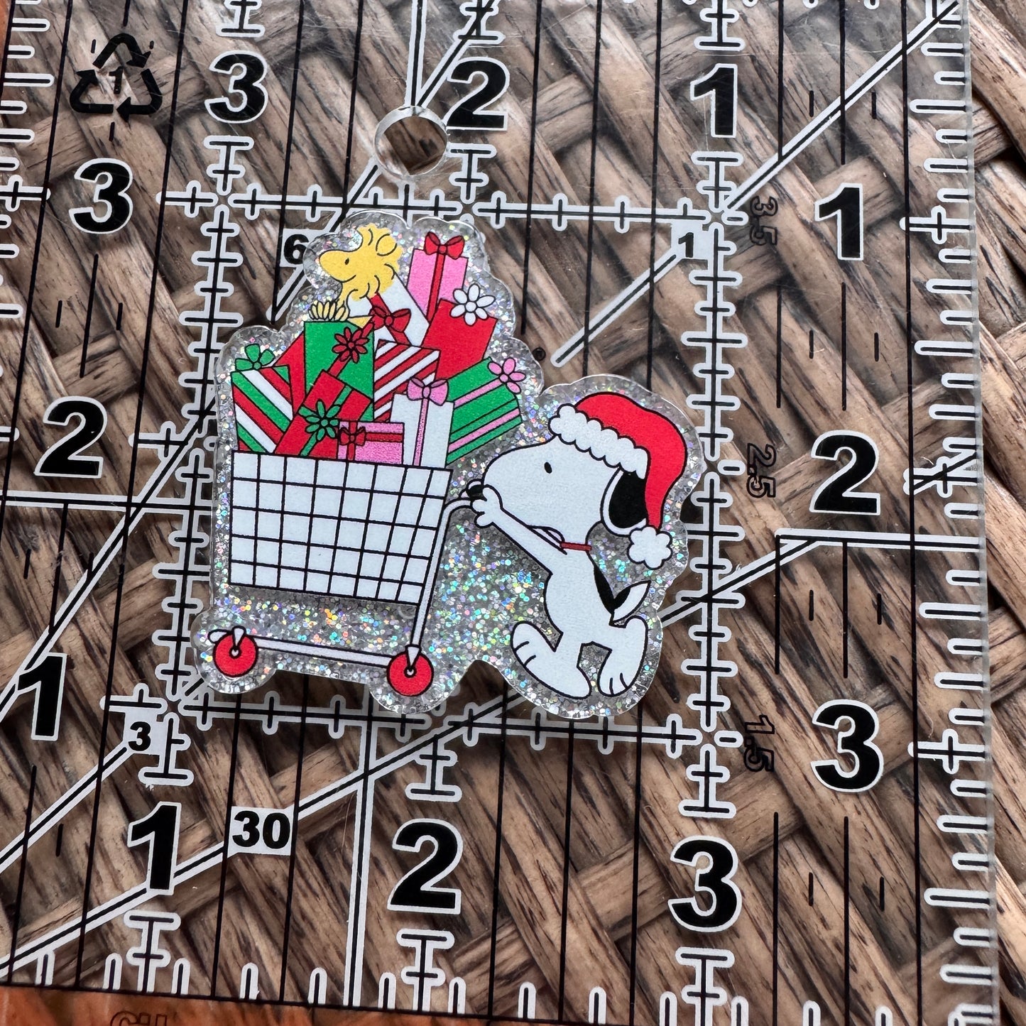 Acrylic Flatback,  Planar, Cabochon, Single Pc. - Snoopy Christmas Shopping