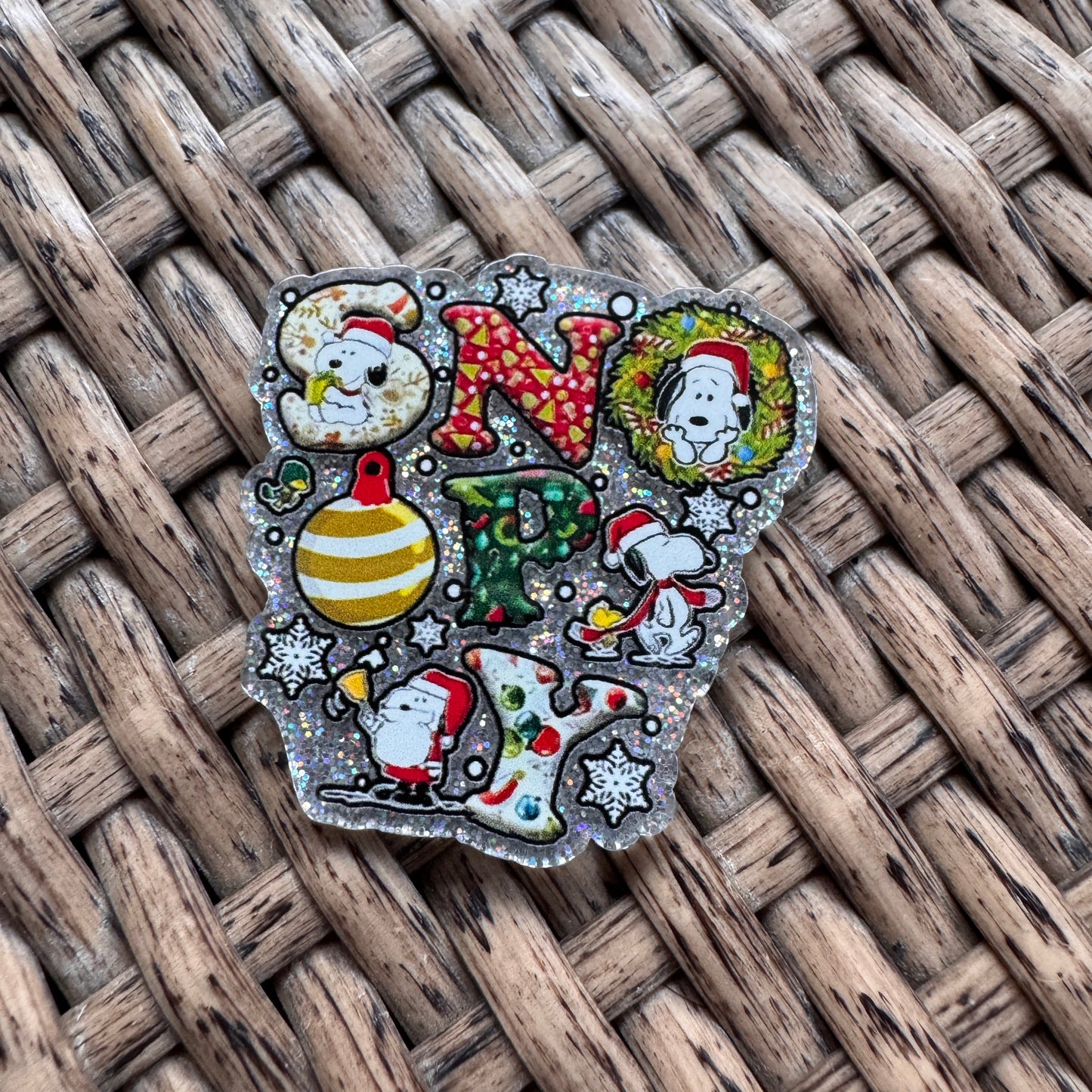 Acrylic Flatback,  Planar, Cabochon, Single Pc. - Snoopy Christmas