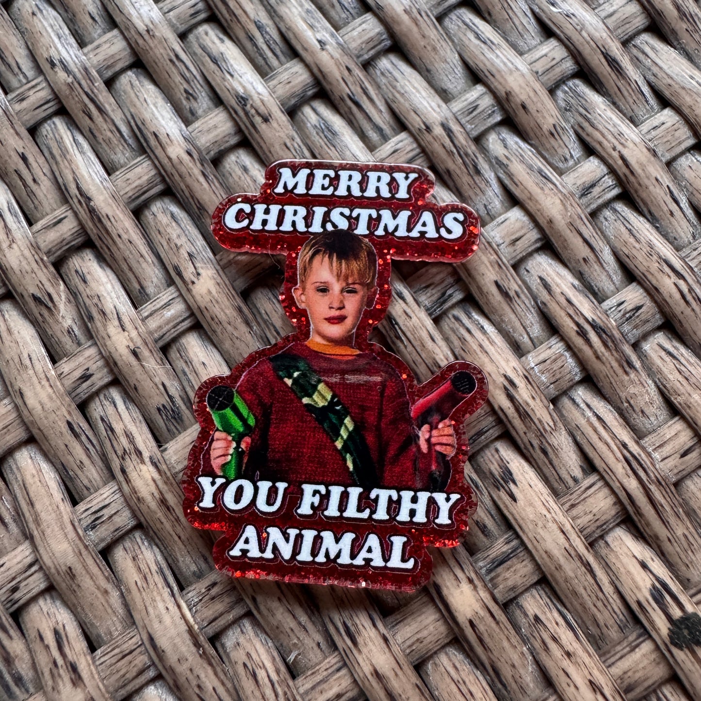 Acrylic Flatback,  Planar, Cabochon, Single Pc. - Merry Christmas Ya Filthy Animal, Home Alone