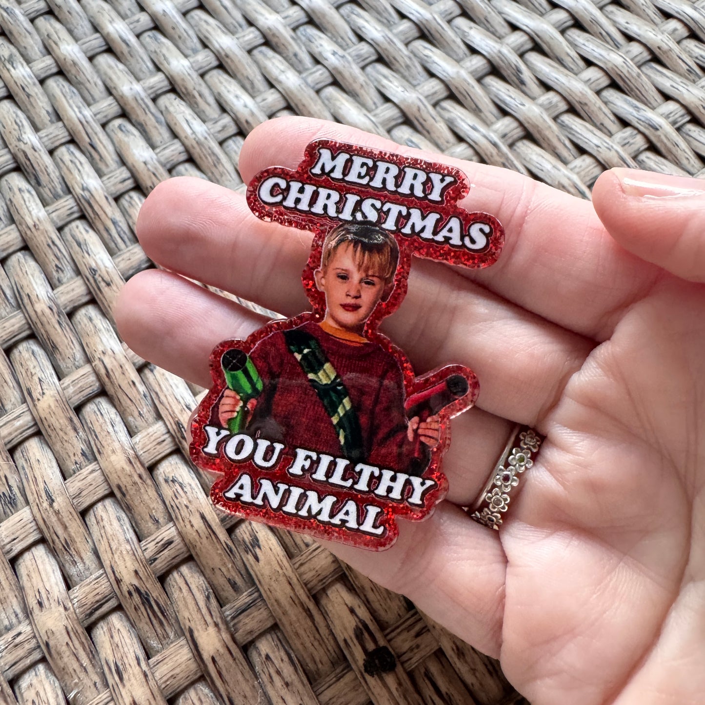 Acrylic Flatback,  Planar, Cabochon, Single Pc. - Merry Christmas Ya Filthy Animal, Home Alone