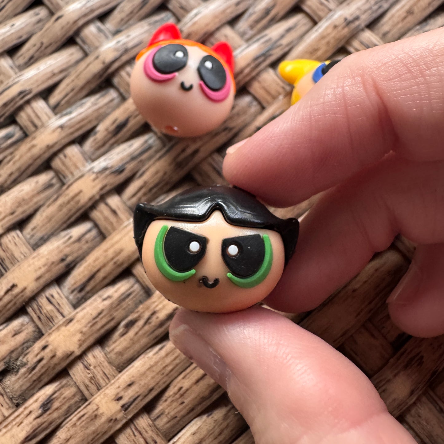 1 Power Puff Girl Head Focal Rubber Bead