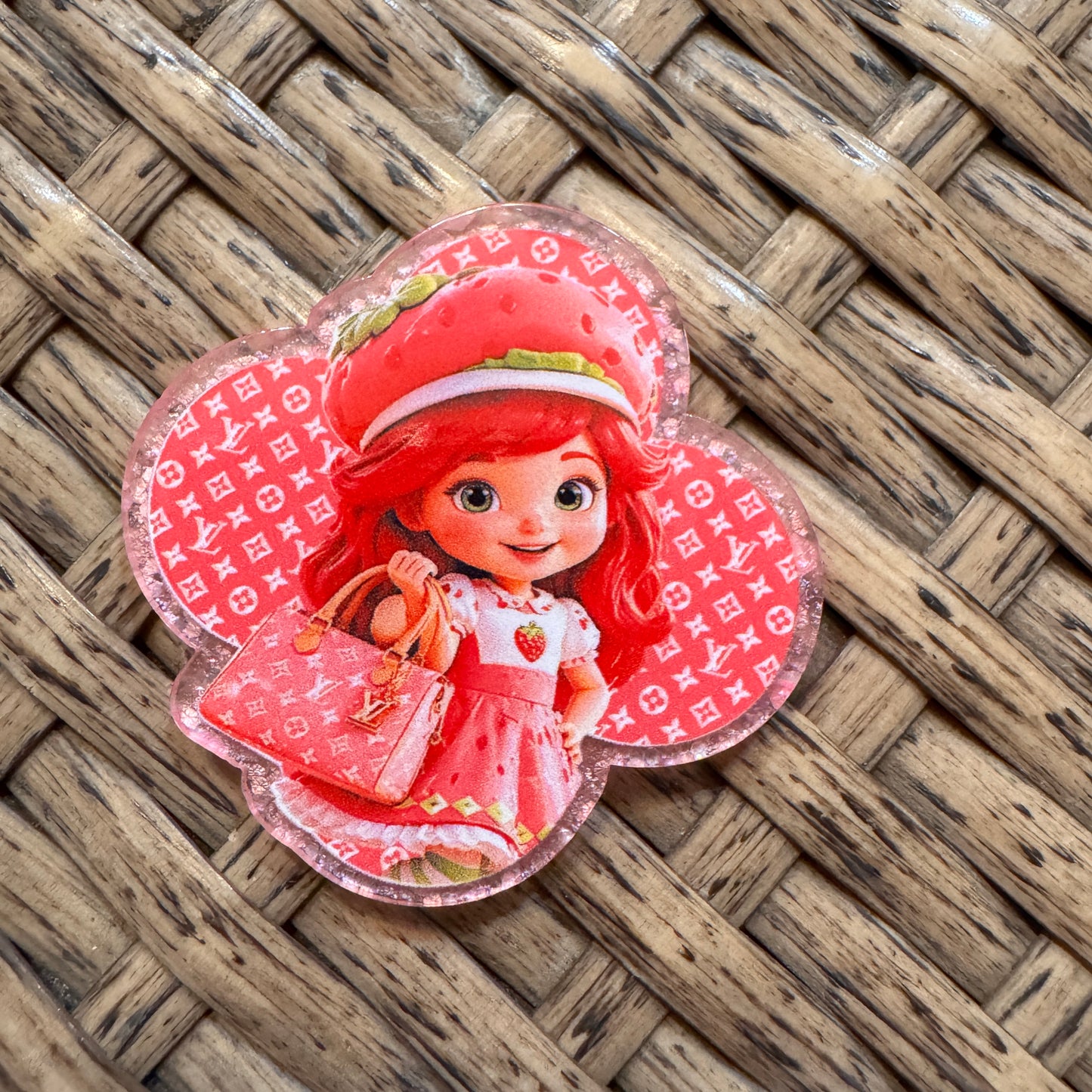 Acrylic Flatback Craft Embellishment Designer Brand LV Strawberry Shortcake