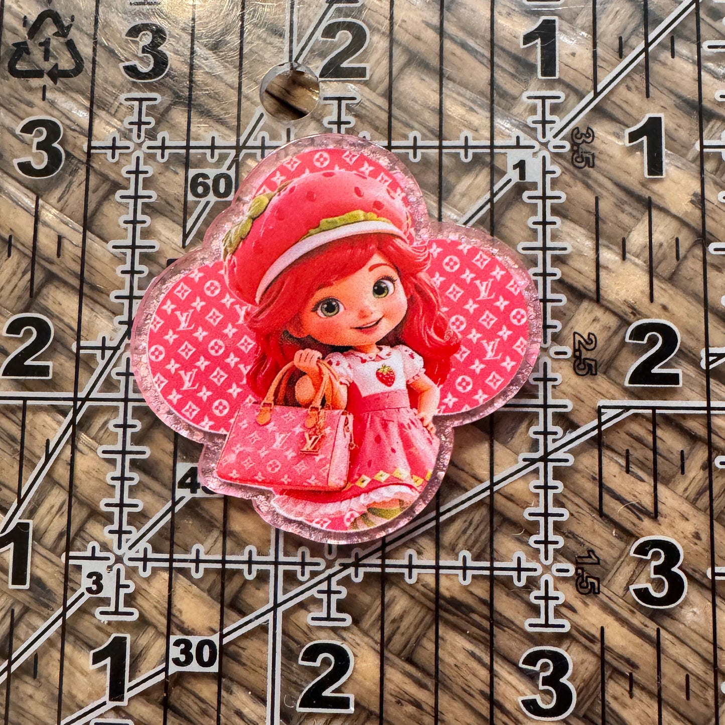 Acrylic Flatback Craft Embellishment Designer Brand LV Strawberry Shortcake