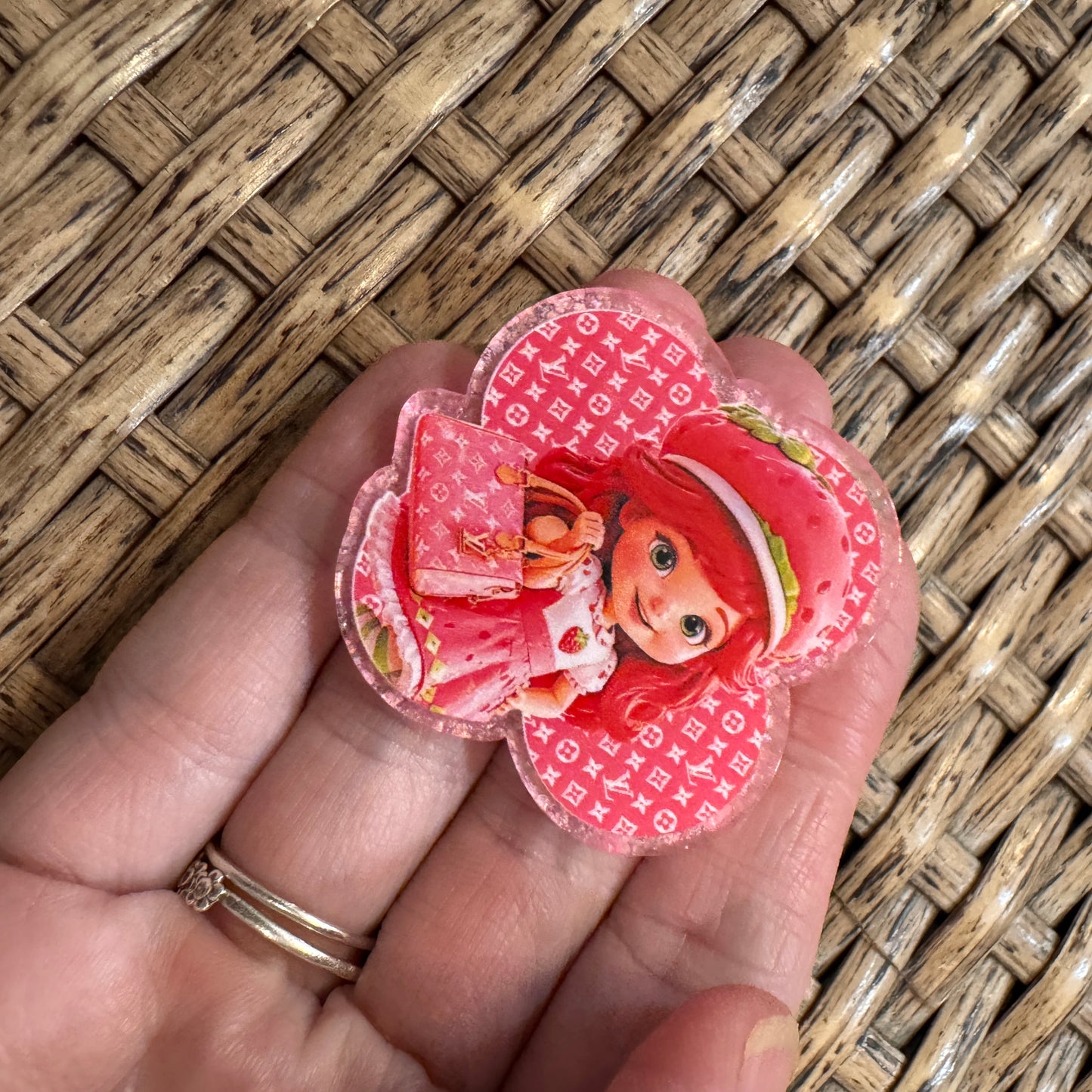 Acrylic Flatback Craft Embellishment Designer Brand LV Strawberry Shortcake