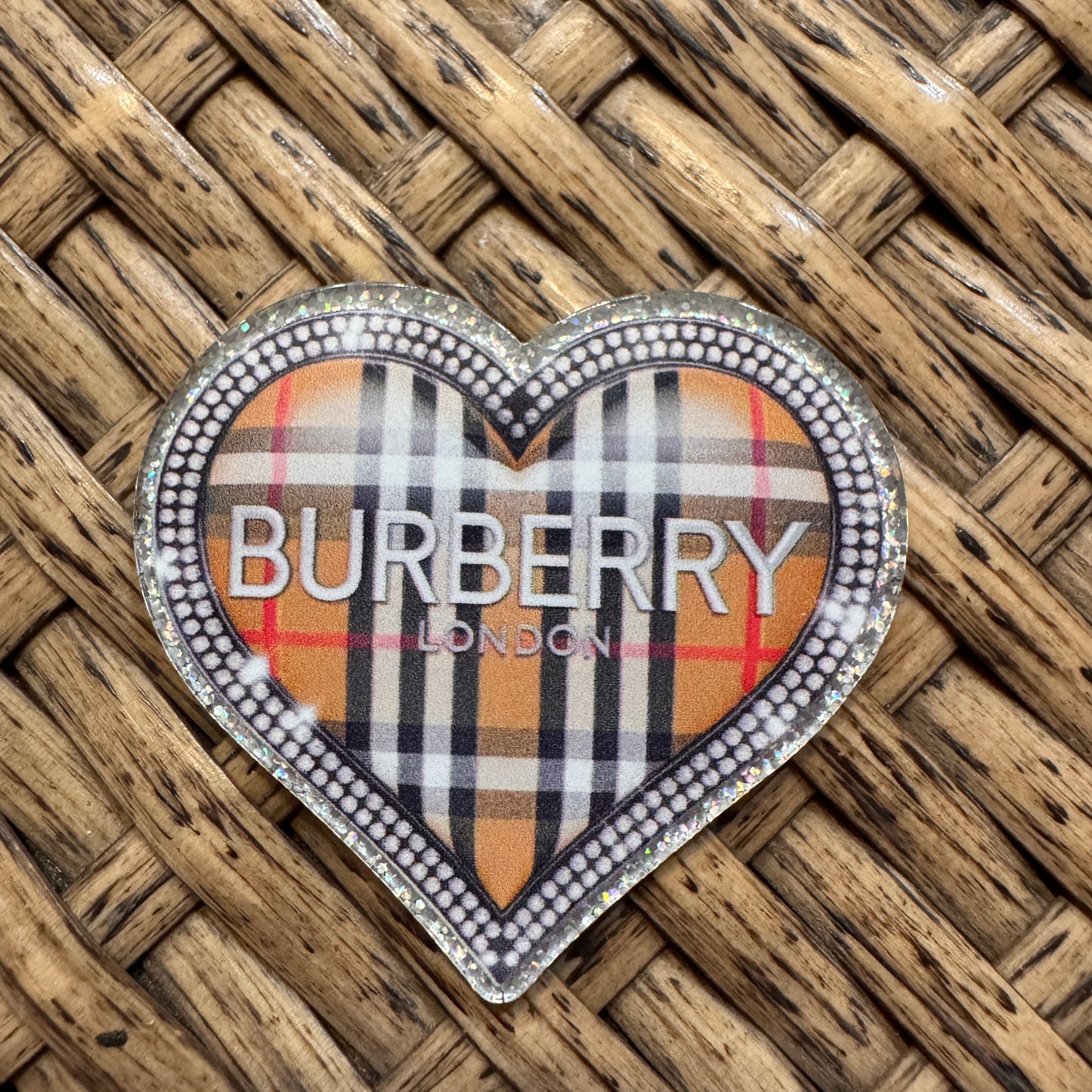 Acrylic Flatback Craft Embellishment Designer Brand Burberry Heart
