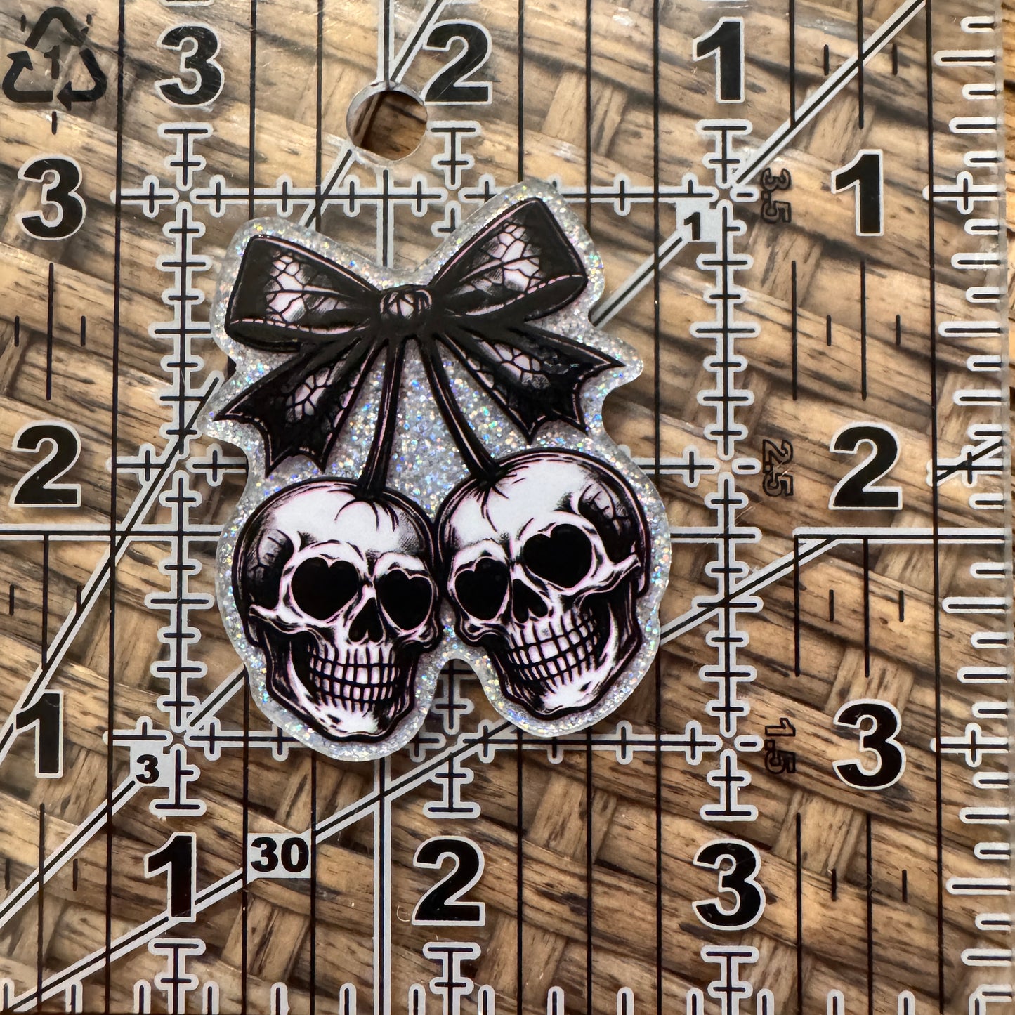 Acrylic Flatback Craft Embellishment Skull Cherry Heads with Bow