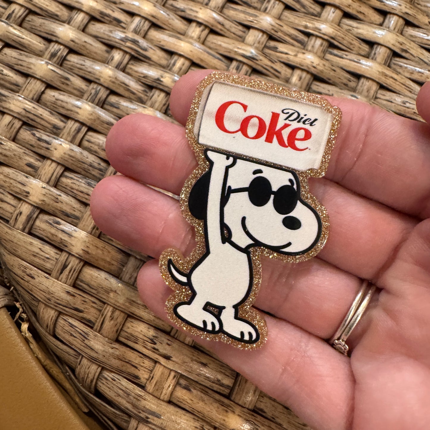 Acrylic Flatback Craft Embellishment Snoopy and Diet Coke