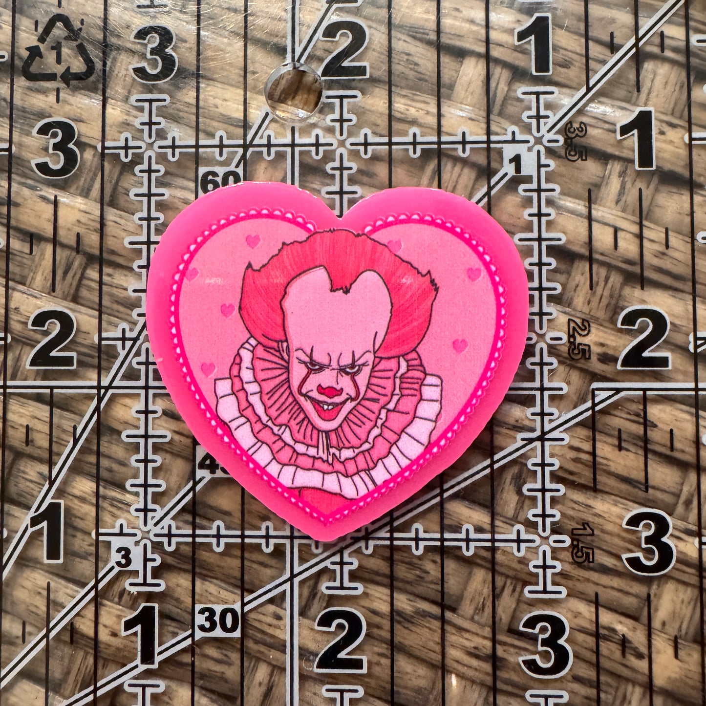 Acrylic Flatback Craft Embellishment Scary Movie Pennywise Heart