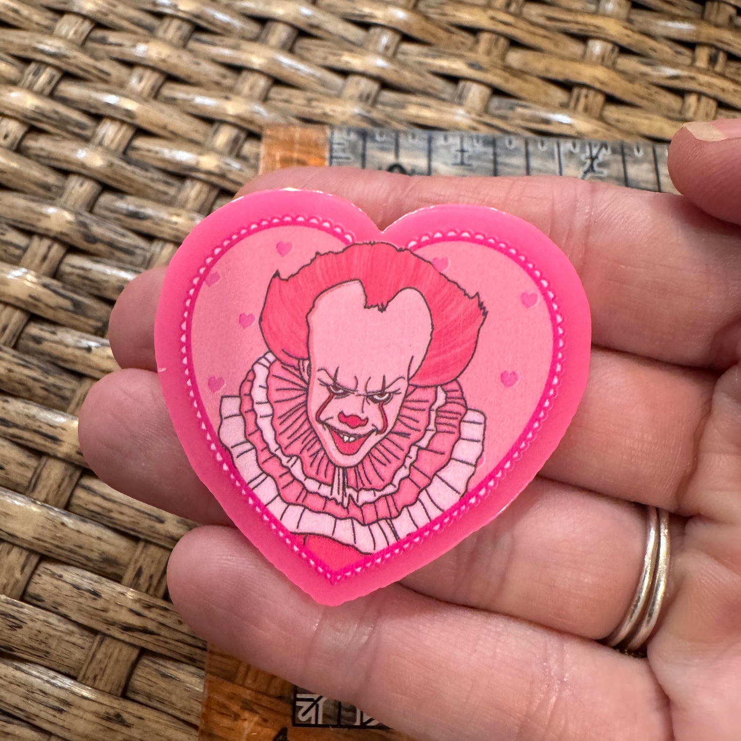 Acrylic Flatback Craft Embellishment Scary Movie Pennywise Heart