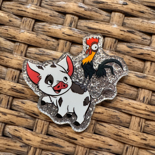 Acrylic Flatback Craft Embellishment Moana and Pua and chicken