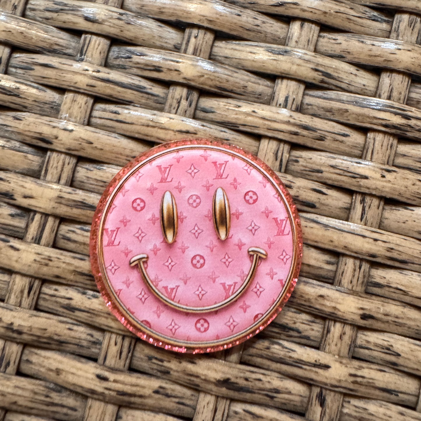 Acrylic Flatback Craft Embellishment LV Designer Smiley Face