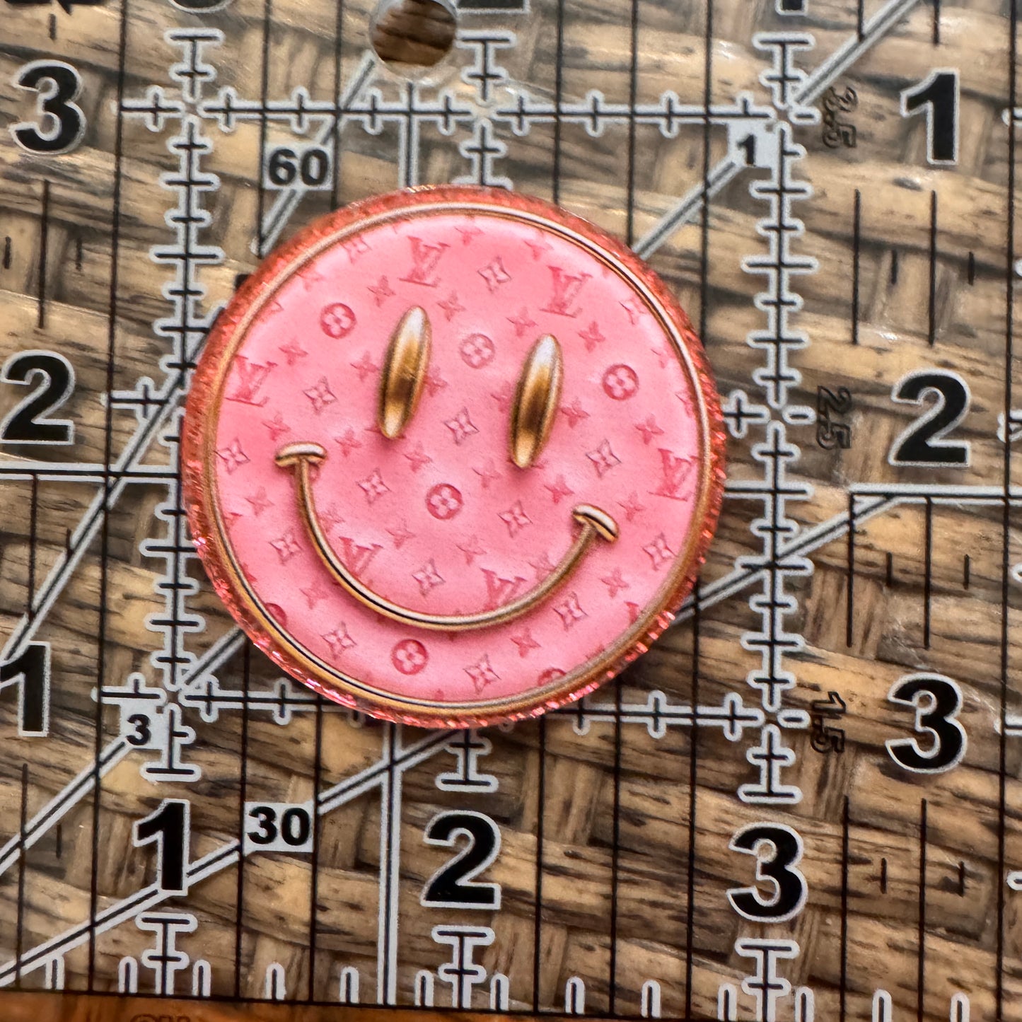 Acrylic Flatback Craft Embellishment LV Designer Smiley Face