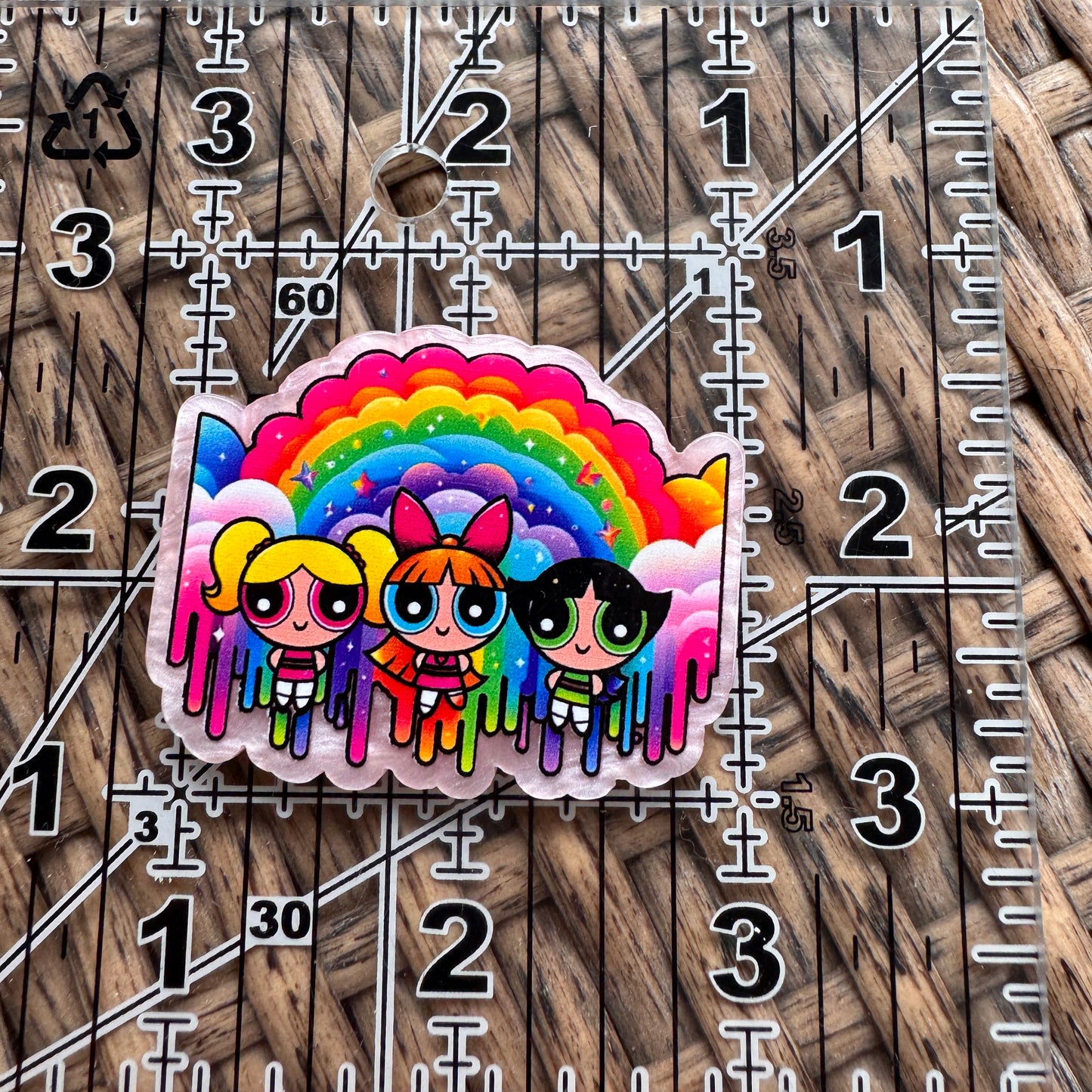 Acrylic Flatback,  Planar, Cabochon, Single Pc. -Power Puff Girls