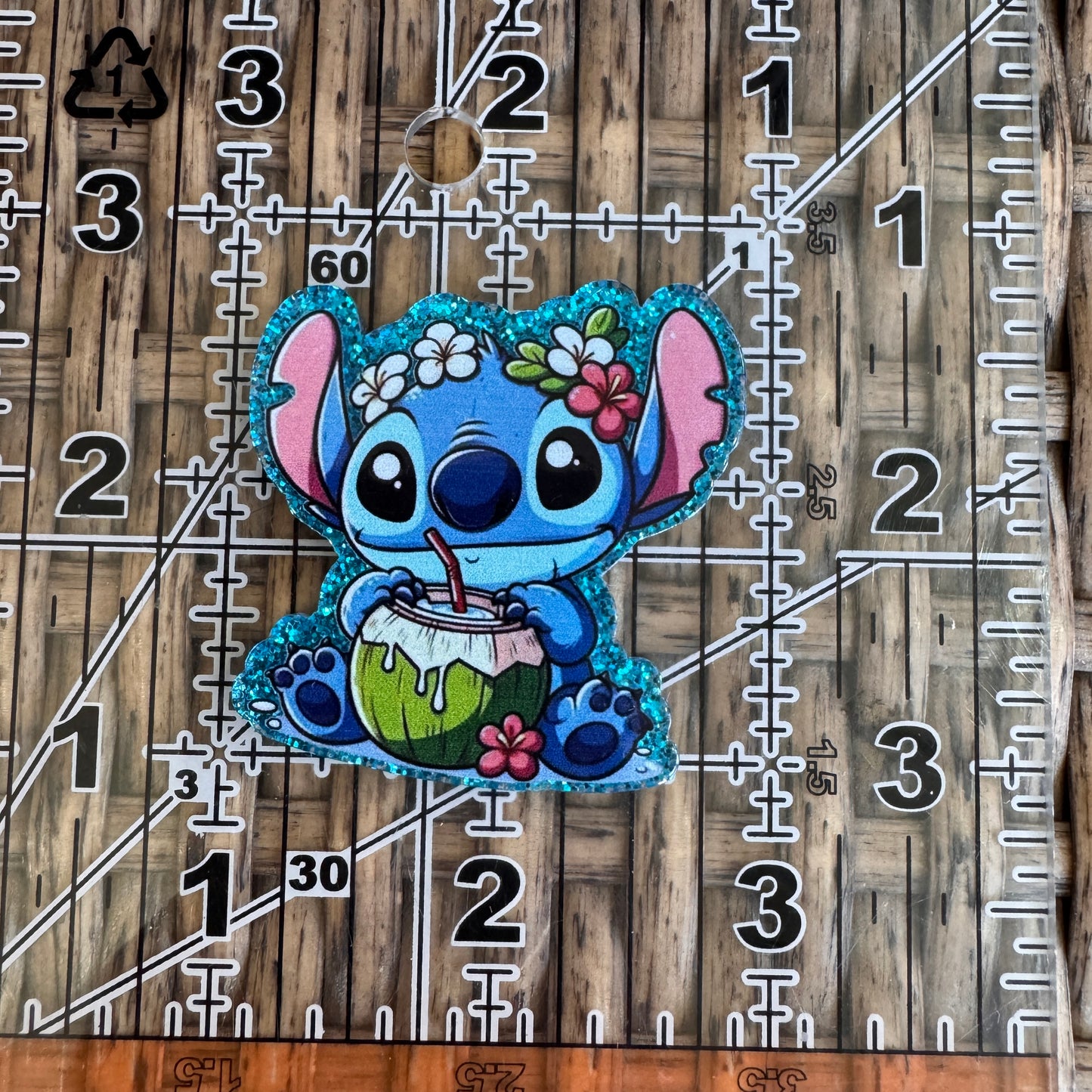 Hawaiian Stitch  Acrylic Flatback,  Planar, Cabochon, Single Pc.