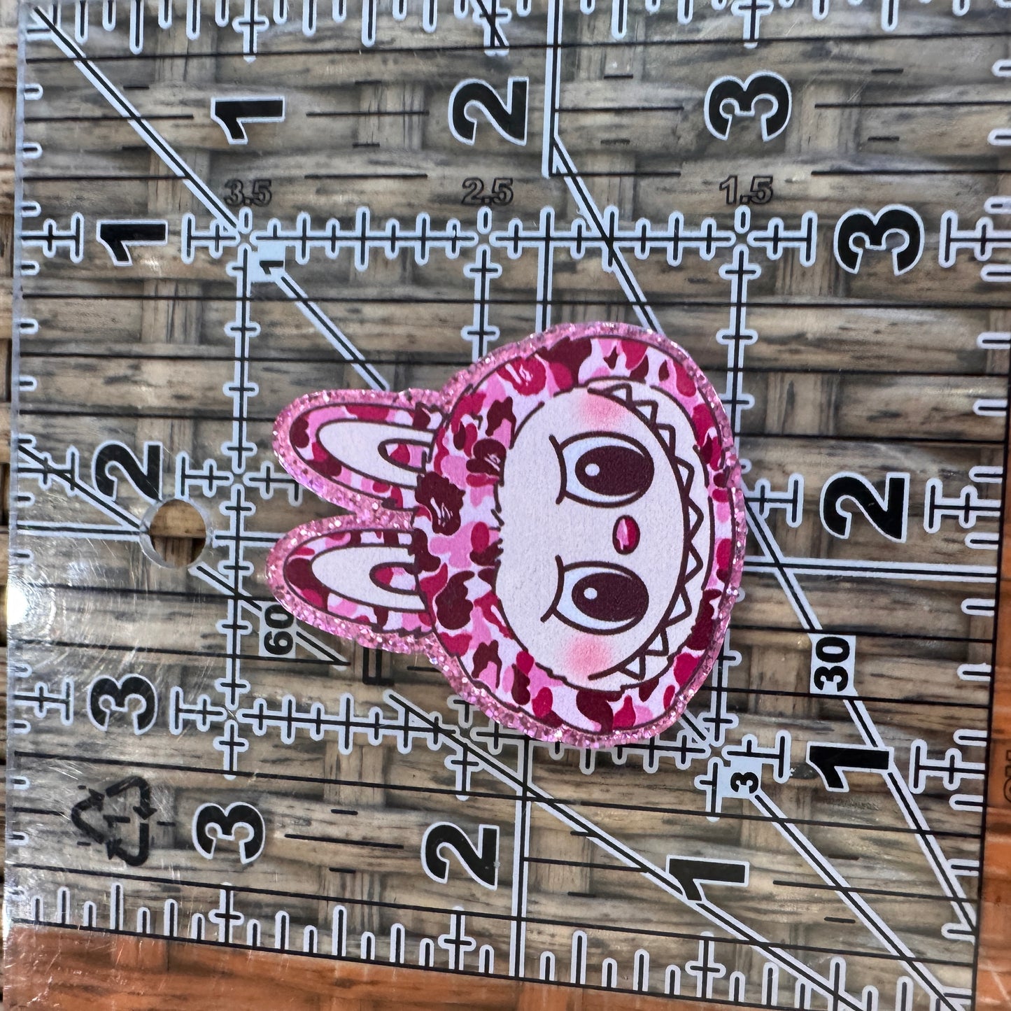 Pink or Blue Labu Head Acrylic Flatback,  Planar, Cabochon, Single Pc.