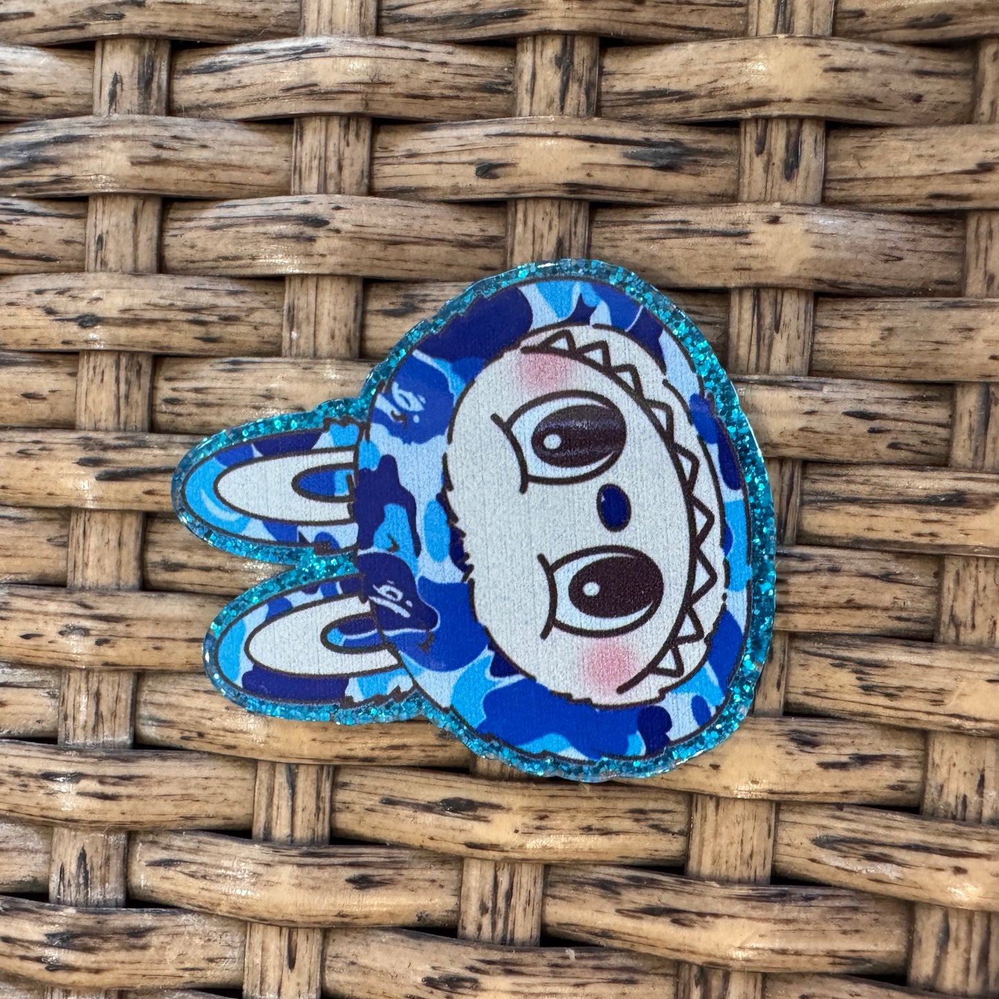 Pink or Blue Labu Head Acrylic Flatback,  Planar, Cabochon, Single Pc.